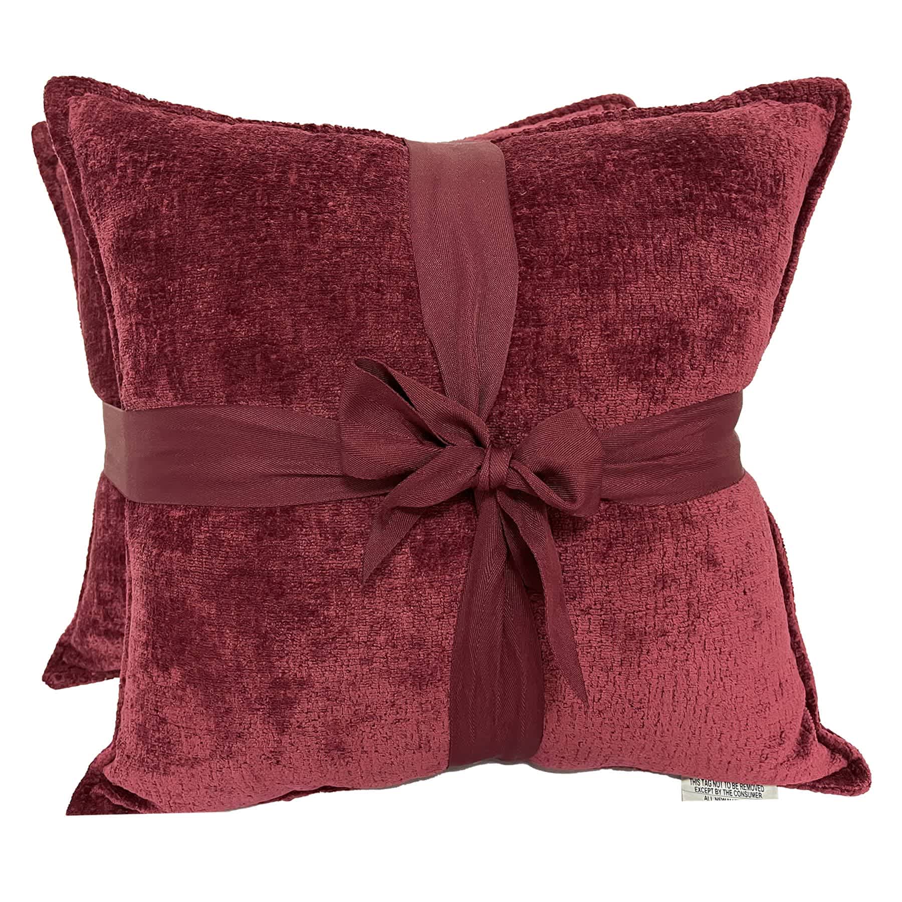 2-Pack Cabernet Red Textured Chenille Throw Pillows, 18"
