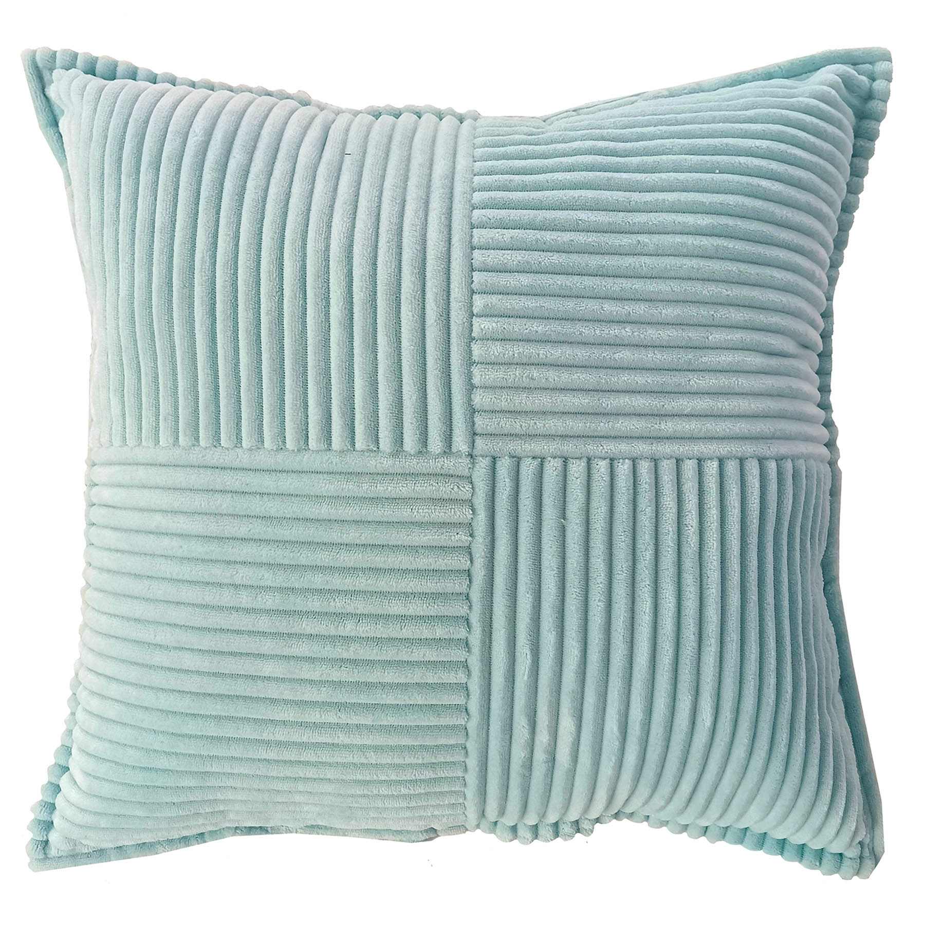 Blue Corduroy Checkered Throw Pillow, 18"