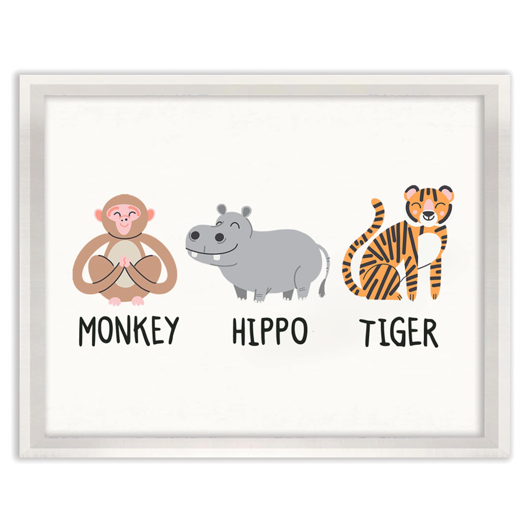 Tiny Dreamers Monkey Hippo Tiger Sign, 7x9