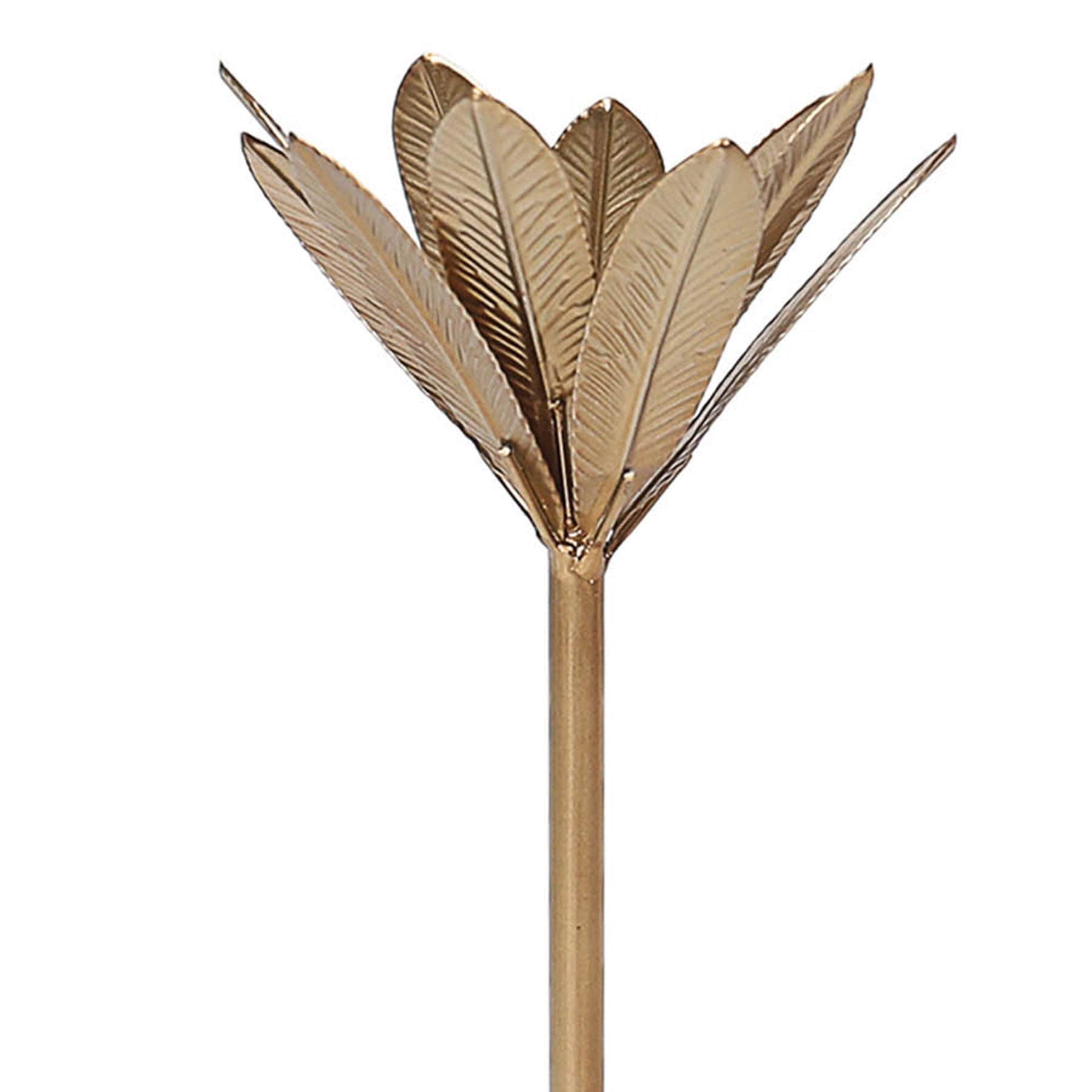 Gold Metal Leaf Taper Candle Holder, 12"