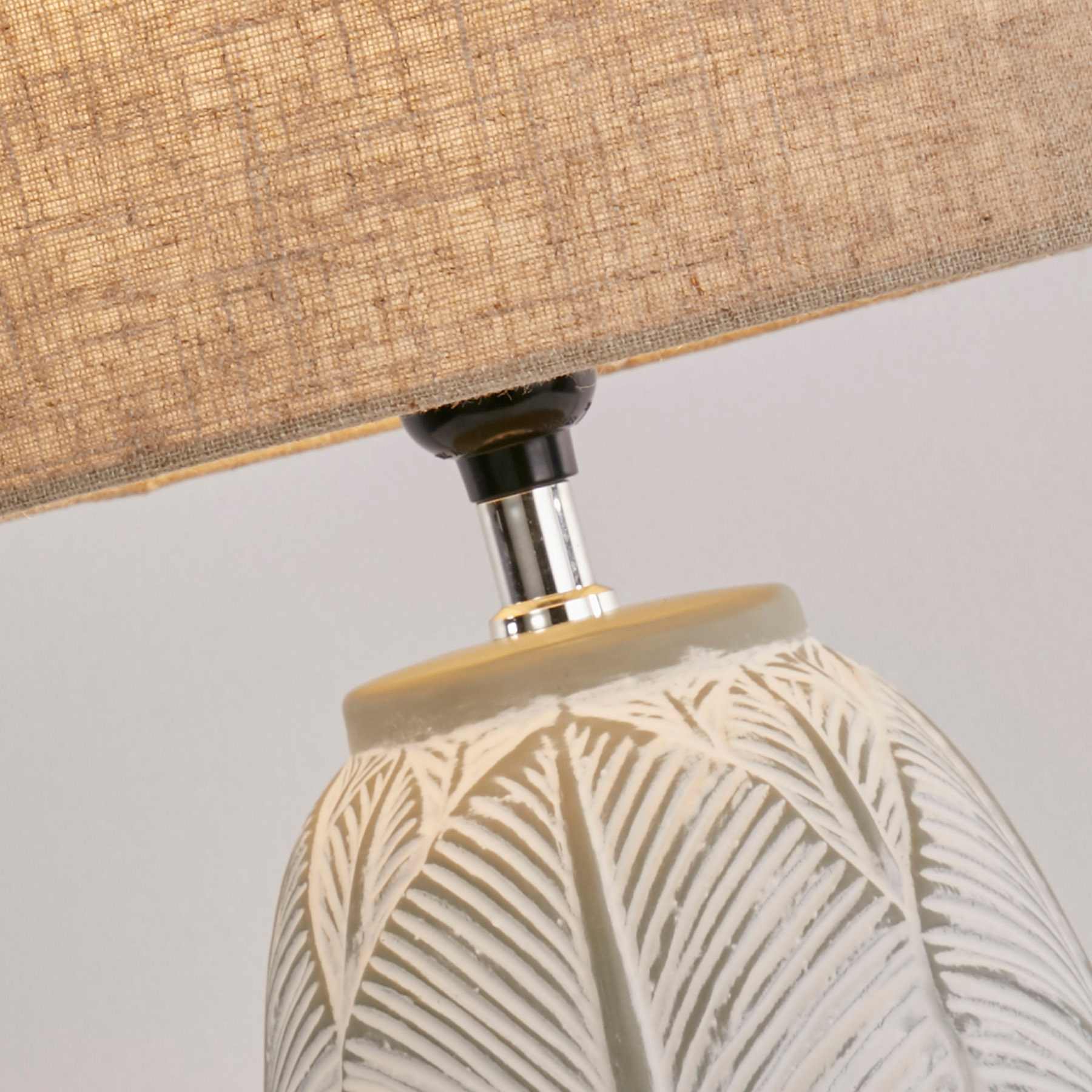 Found & Fable Grey & White Leaf Small Table Lamp with Shade, 19"