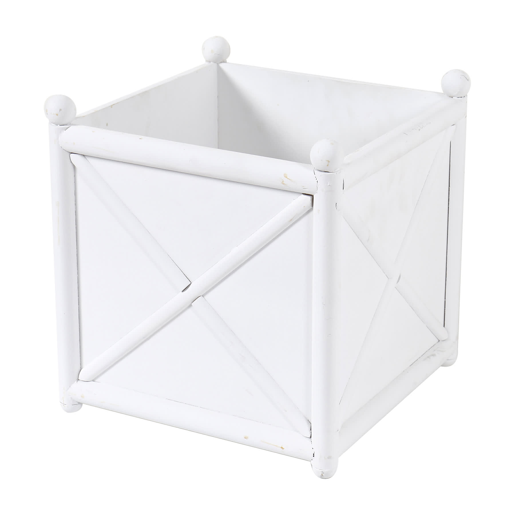 Providence White Wooden Outdoor Planter, Medium
