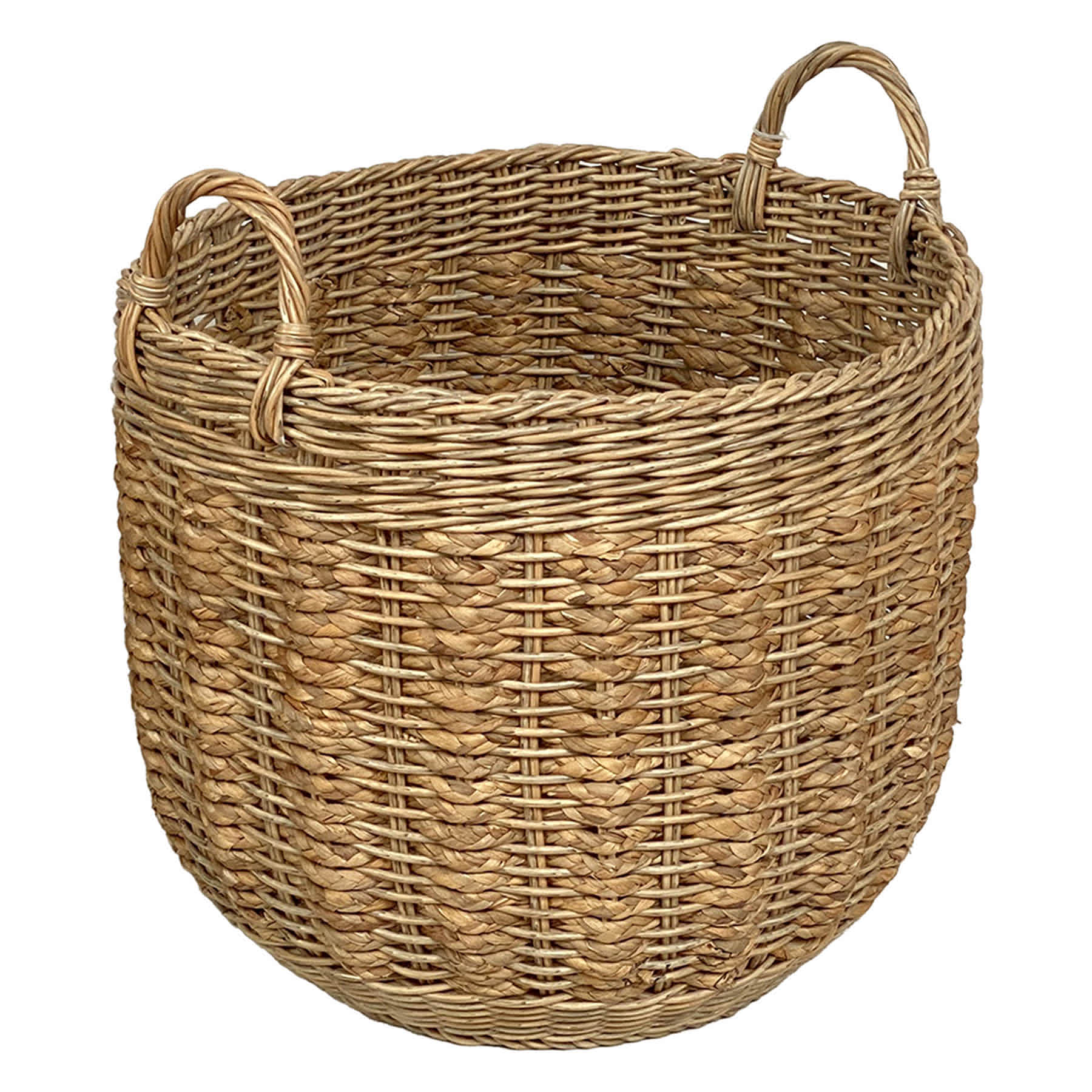 Two-Tone Round Water Hyacinth Storage Basket, Large