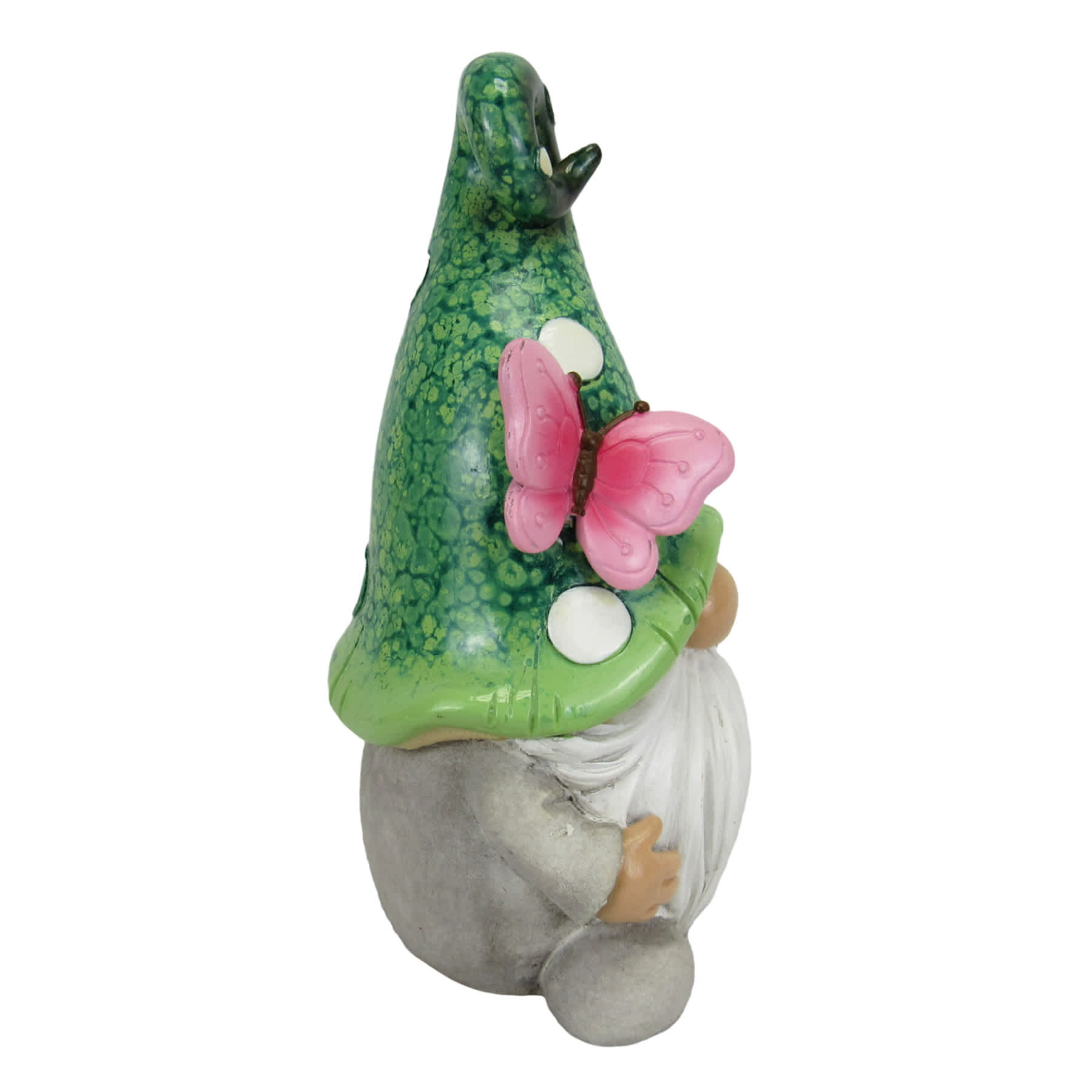 Green Mushroom with Hat Gnome Outdoor Garden Statue, 6"