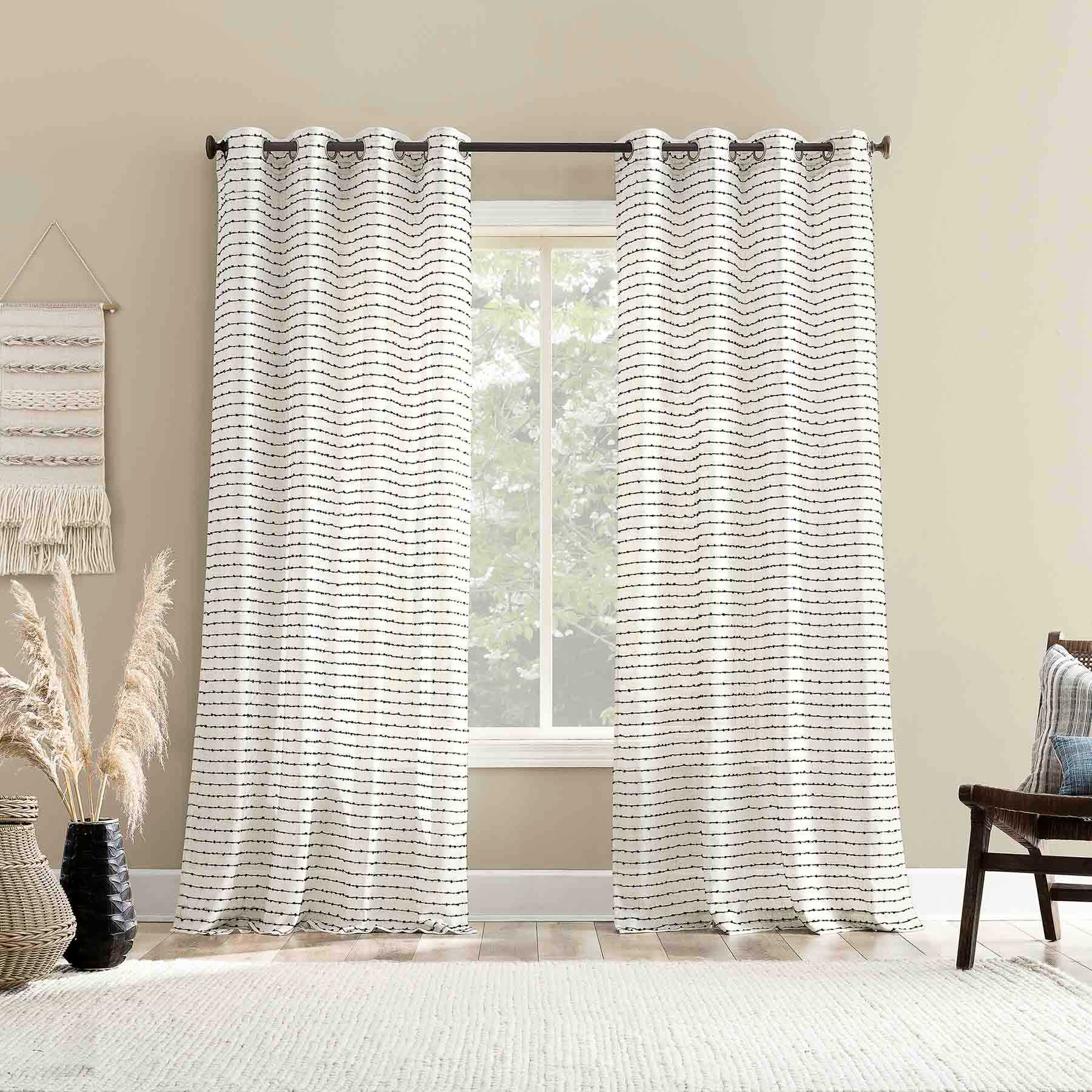 Nordic Black Sheer Grommet Curtain Panel, 84"