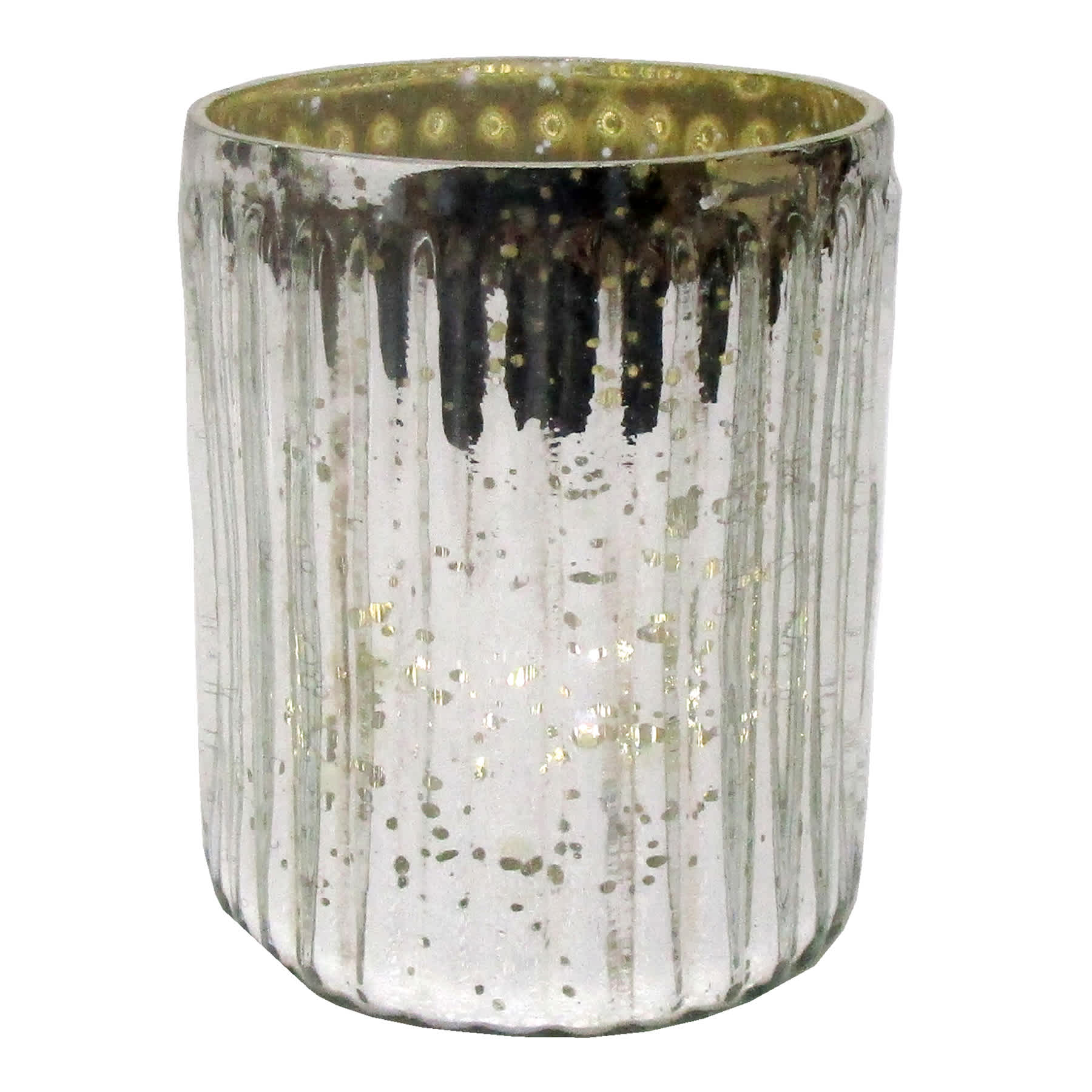 Tracey Boyd Ribbed Mercury Glass Votive Candle Holder, 4"