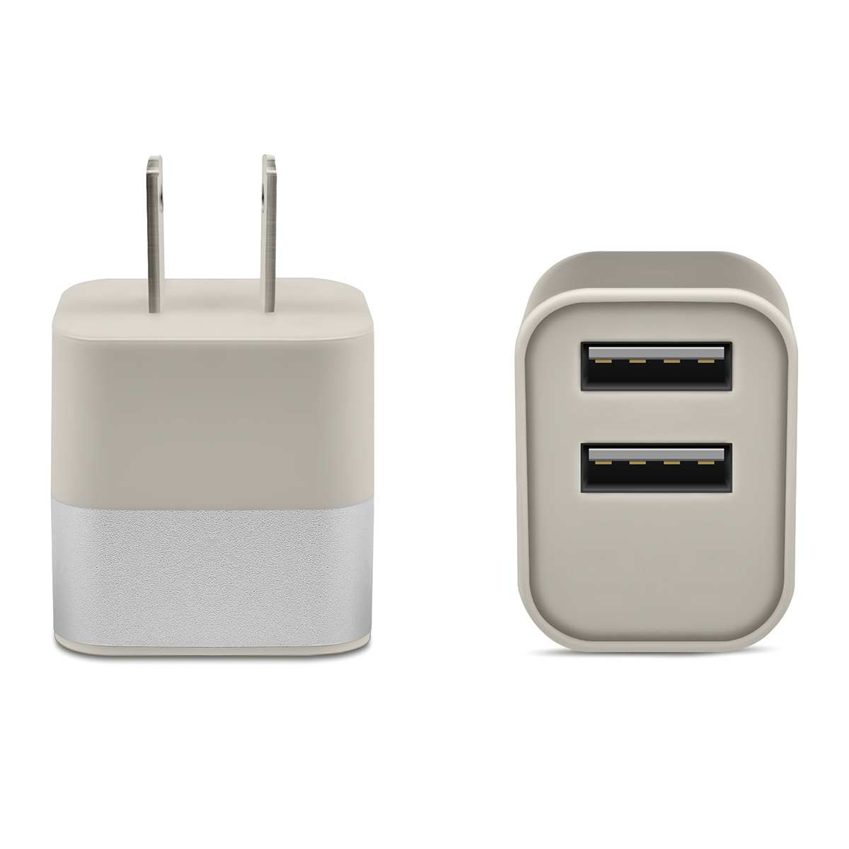 Dual-Port 2.4A Metallic Wall Charger Silver