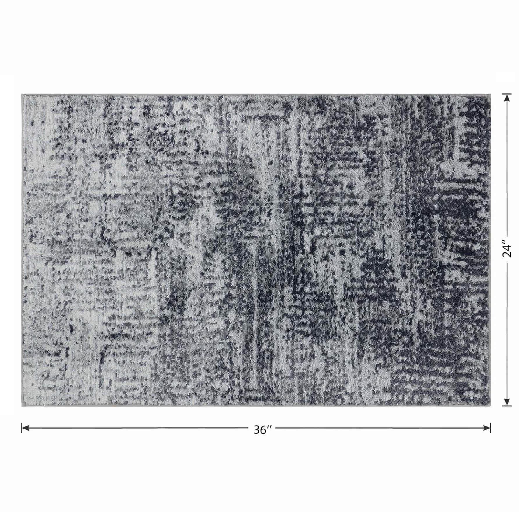 Grey Abstract Washable Microfiber Tufted Accent Rug, 24x36