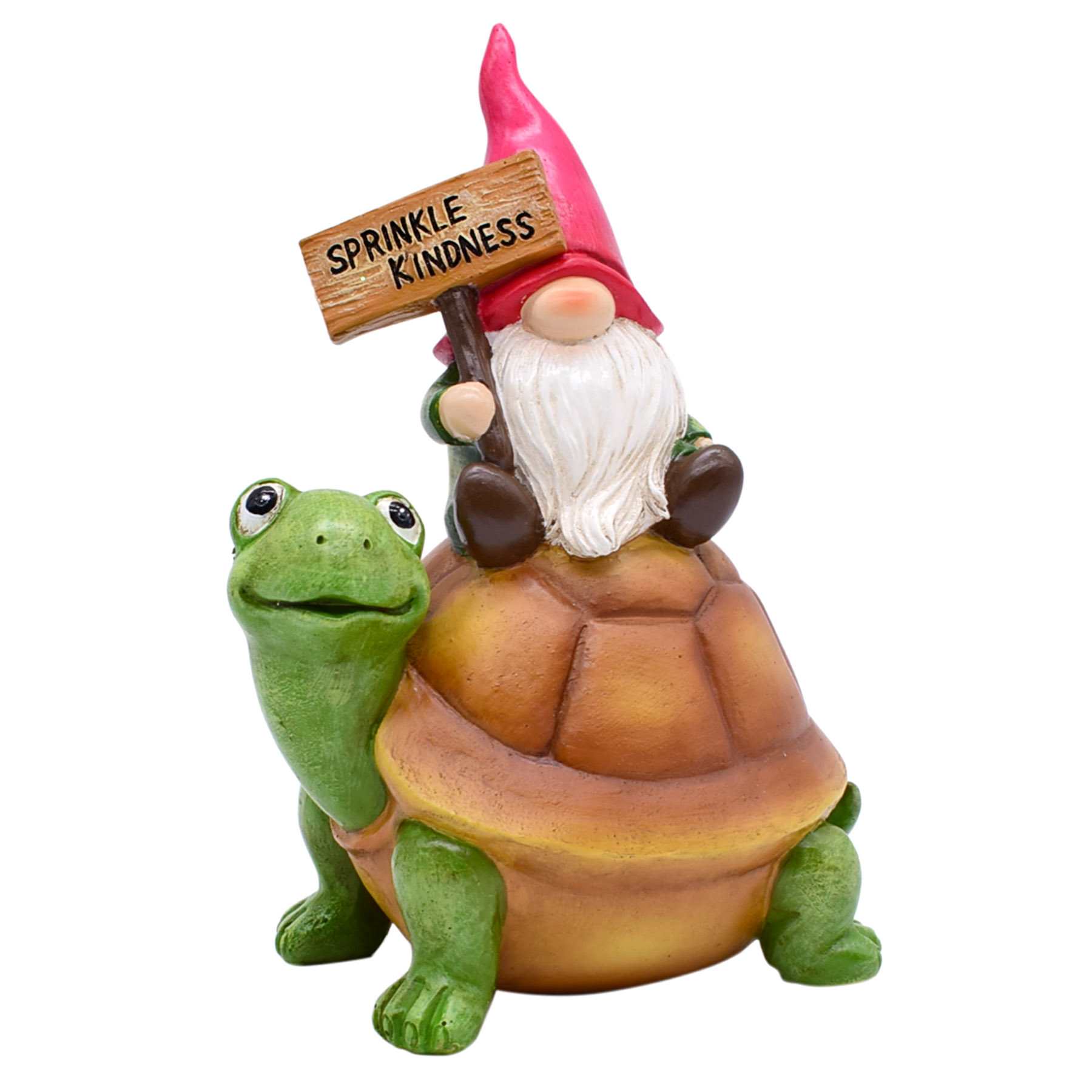 Gnome Riding Turtle Outdoor Garden Statue, 7"