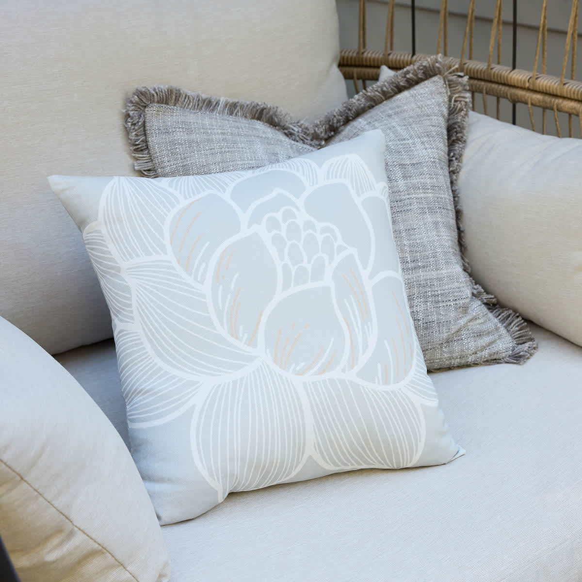 Found & Fable Metallic Flower Outdoor Throw Pillow, 18"