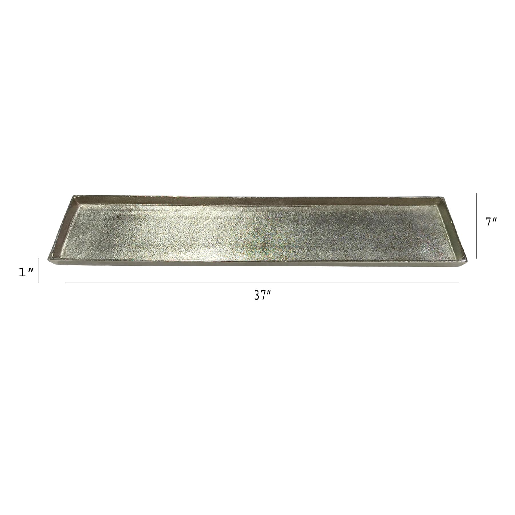 Silver Aluminum Cast Rectangular Tray, 31x7
