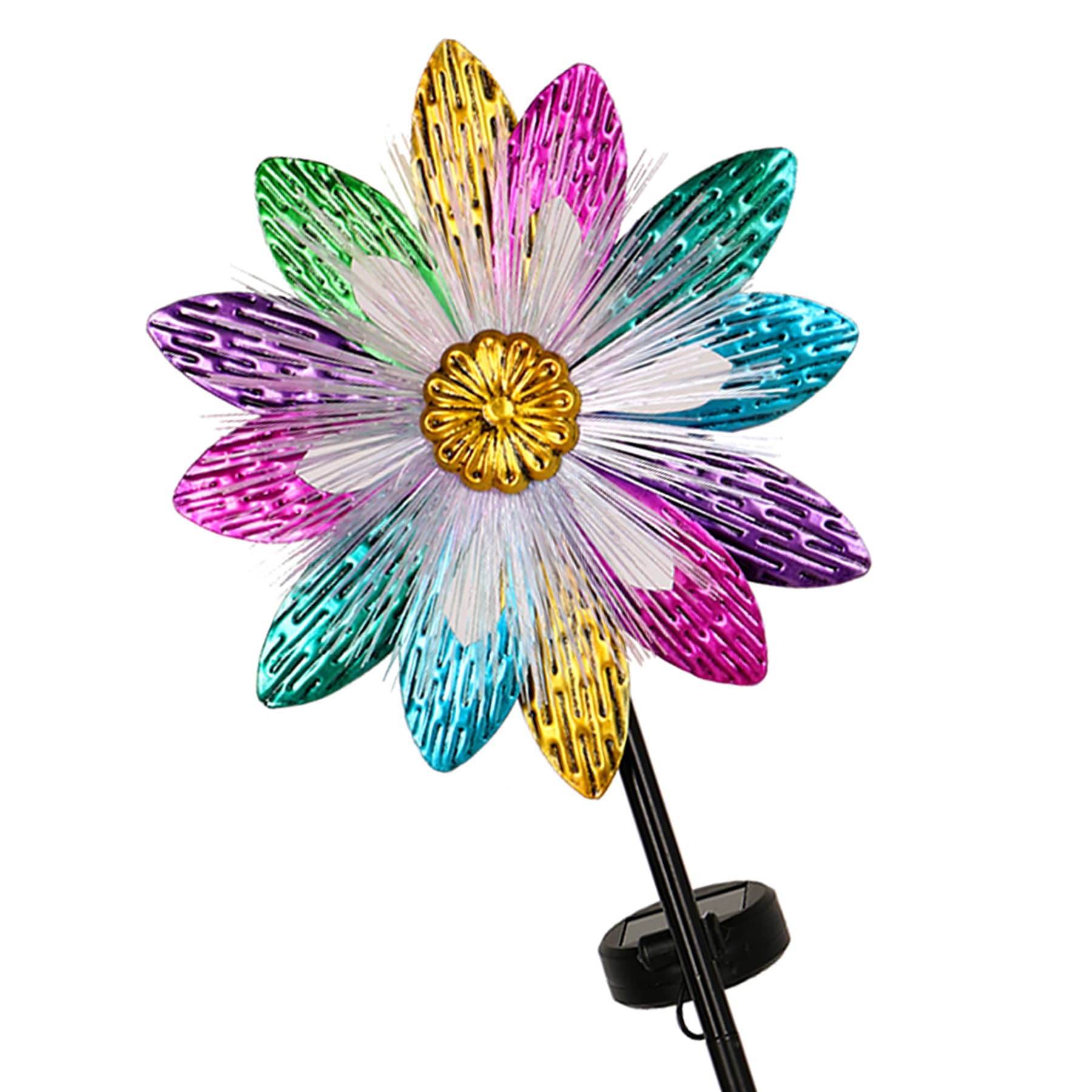 Multicolor Flower Fiber Optic Wind Spinner, 36"