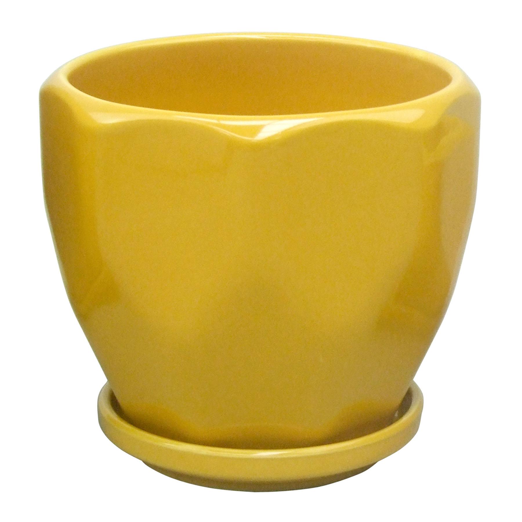 Indoor Hexa Yellow Ceramic Pot, Small