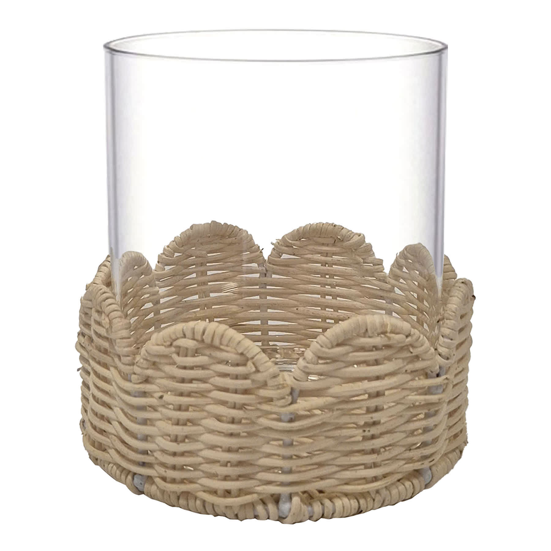 Hurricane with Scalloped Rattan Base, 6"