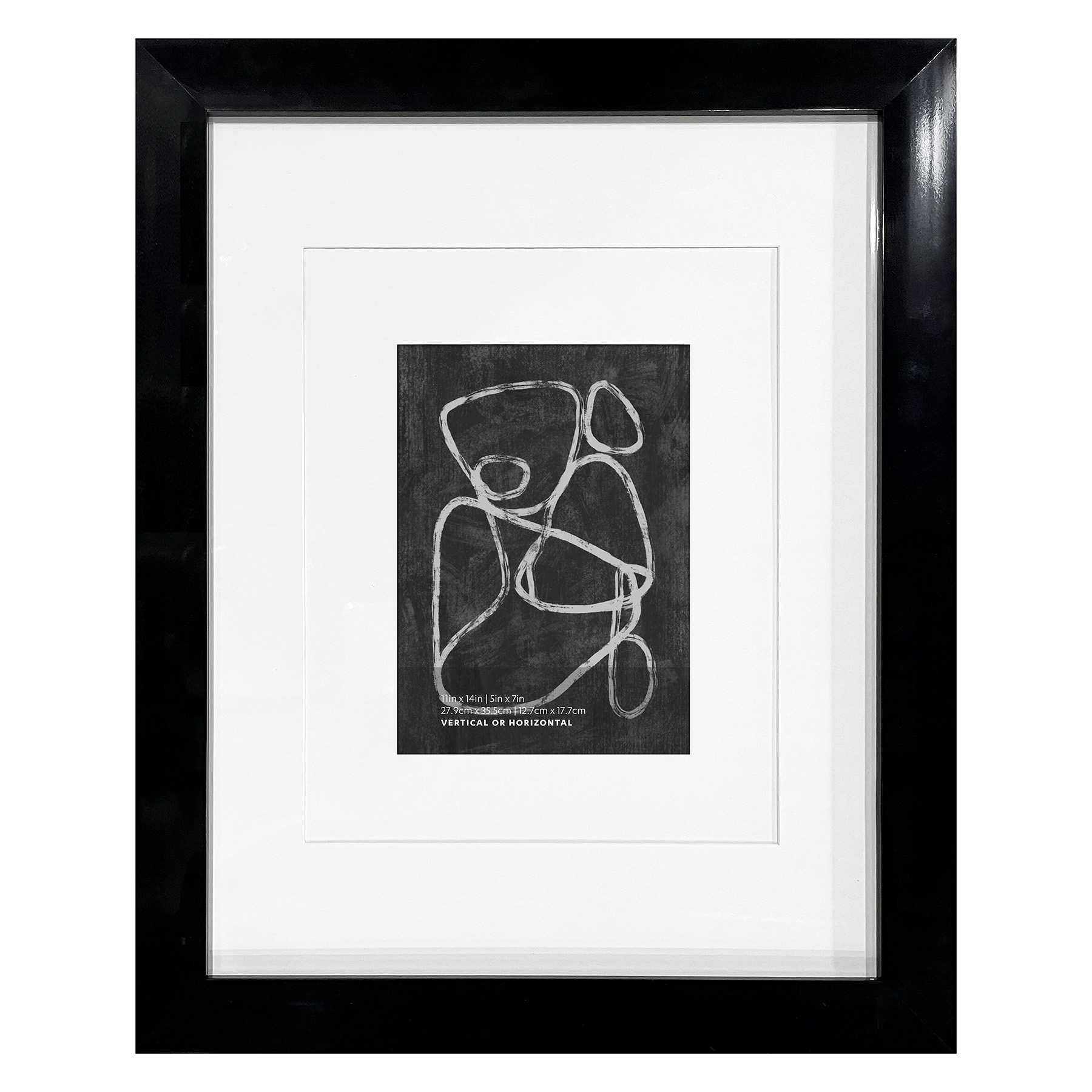 Black Double Mat Wide Wall Frame, 11x14