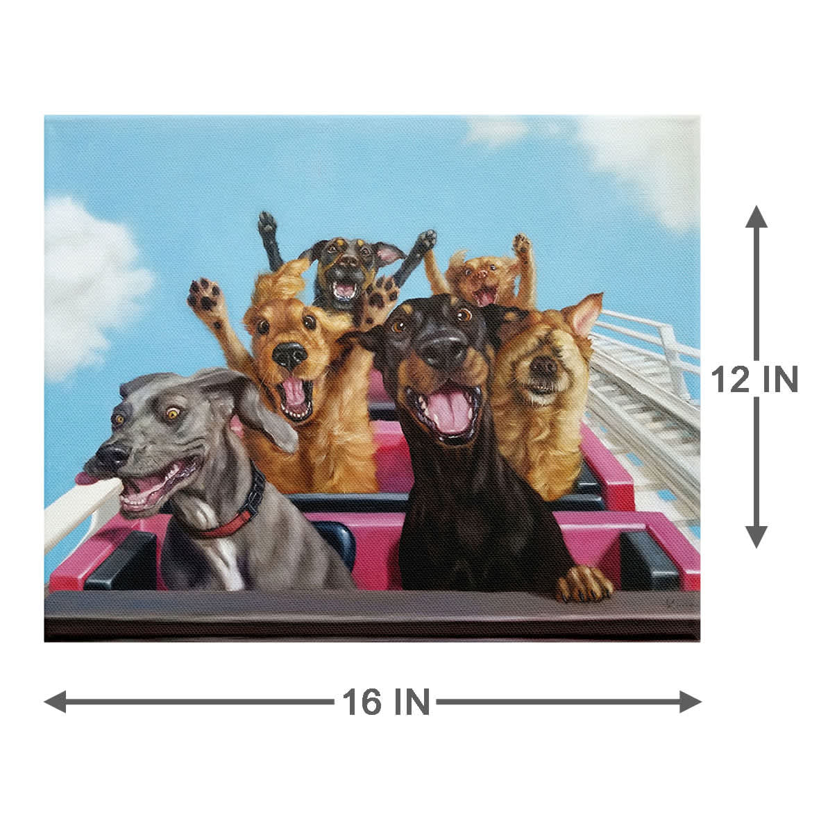 Dogs Rollercoaster Canvas Wall Art, 16x12