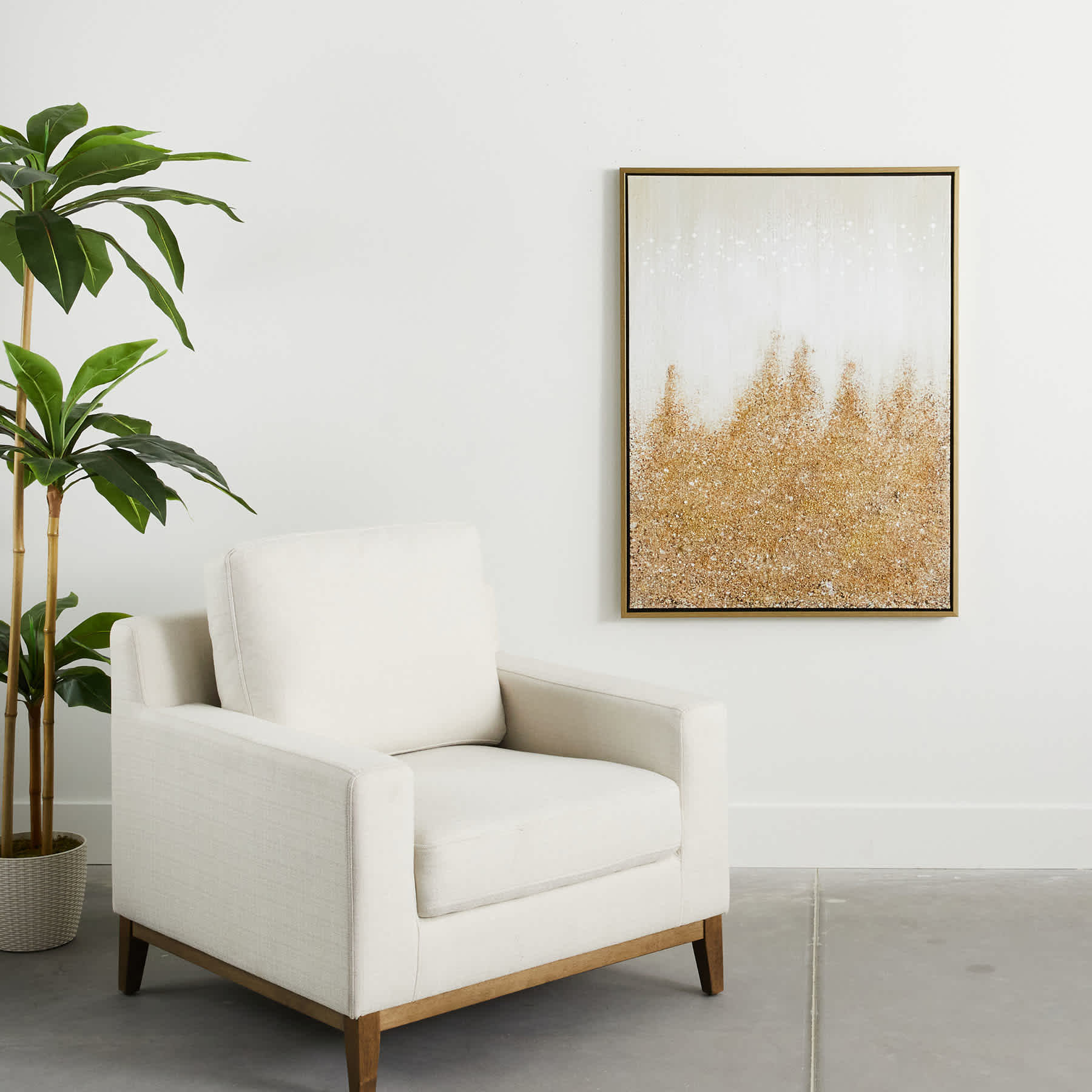 Framed Gold Glitter Abstract Enhanced Canvas Wall Art, 30x40