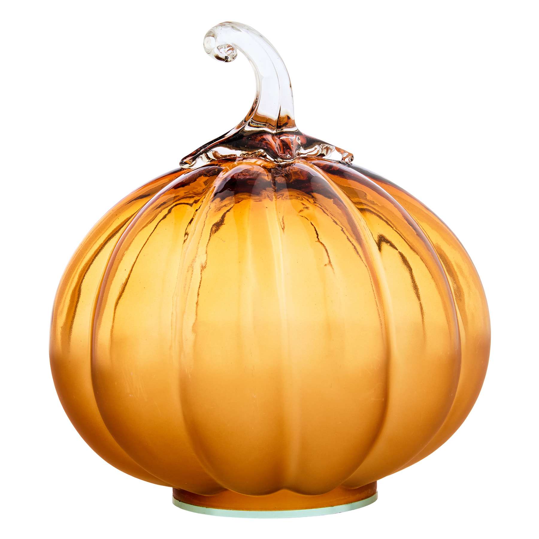 Orange Glass Pumpkin In Half Frost Finish, 7.2"
