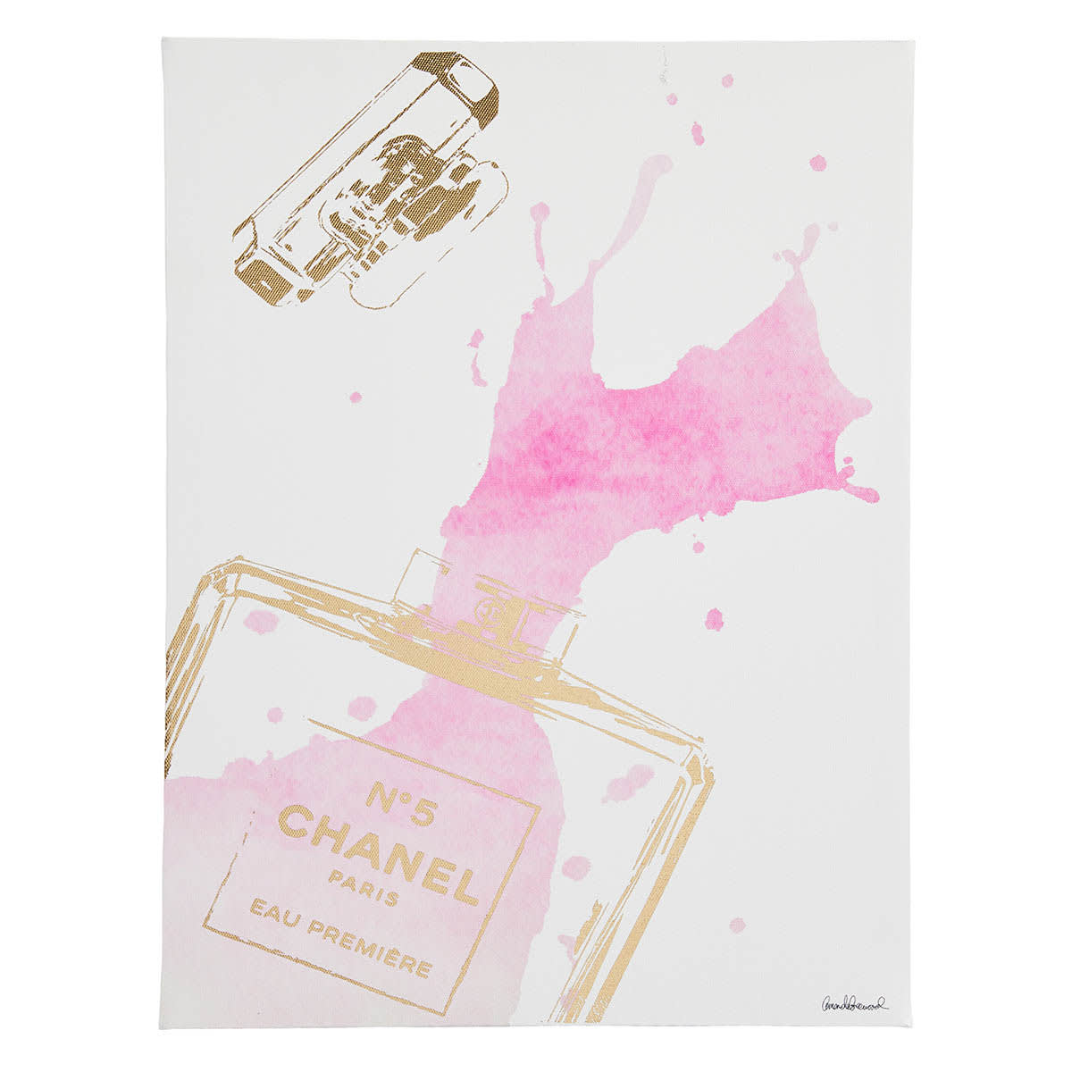 Fashion Bottle Splash with Foil Canvas Wall Art, 12x16