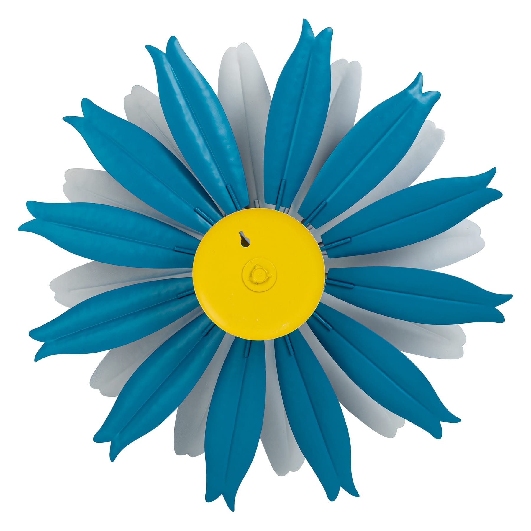 Blue Flower Metal Outdoor Wall Spinner, 18"