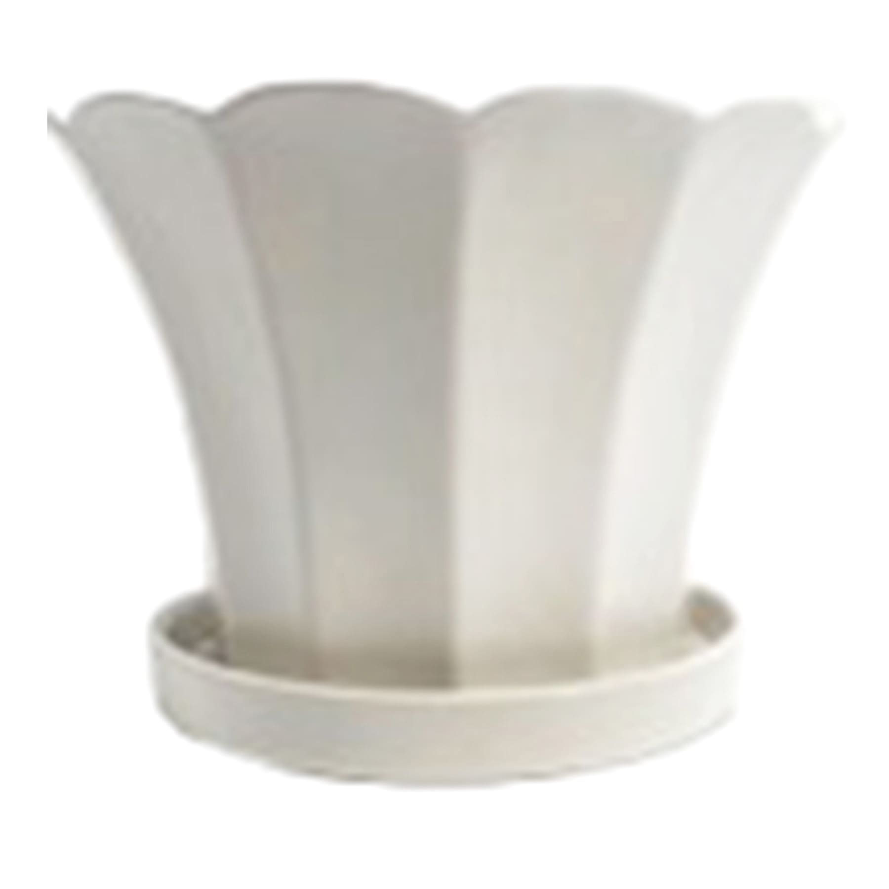 Indoor White Tulip Planter with Saucer, Small