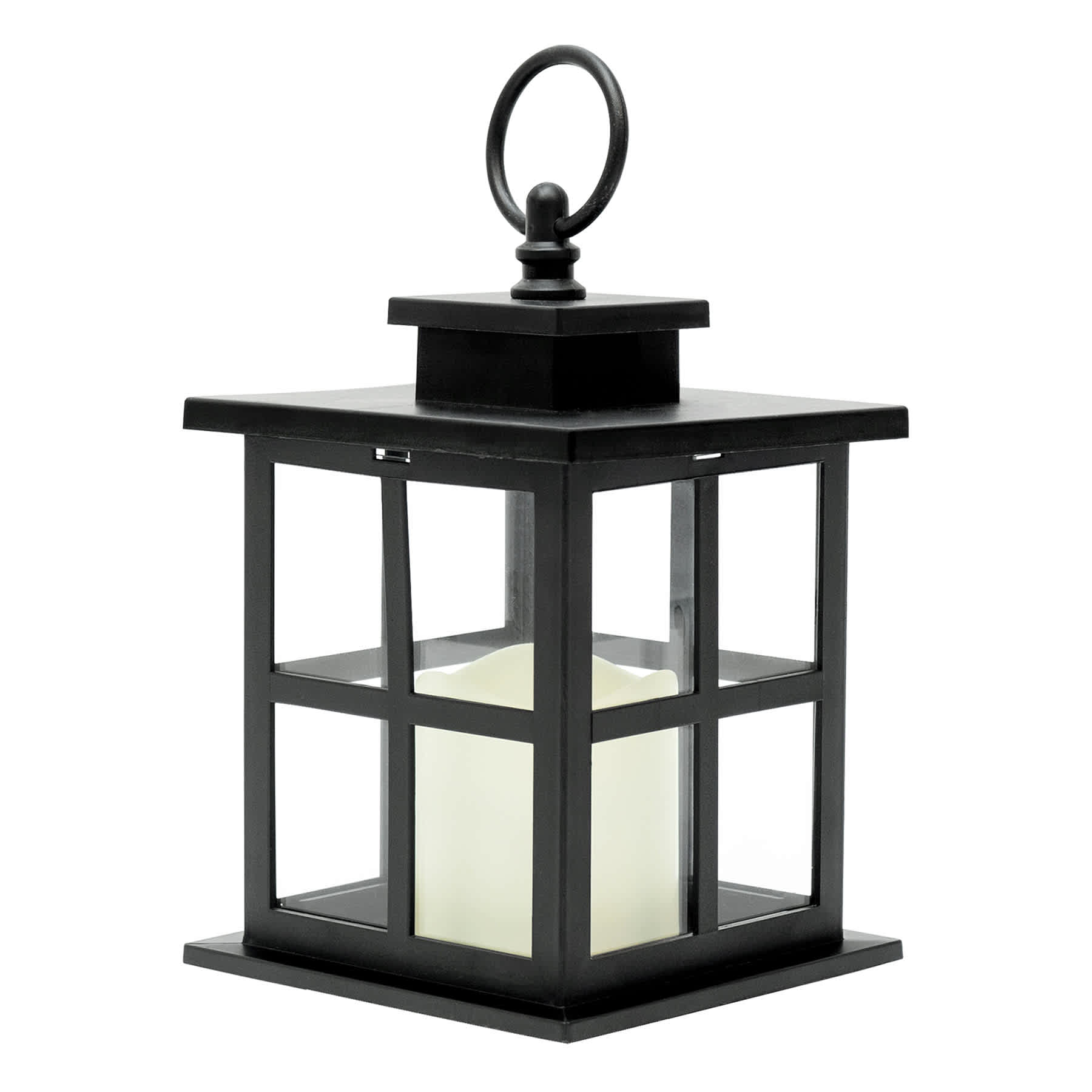 Black LED Lantern with 6 Hour Timer, 7"