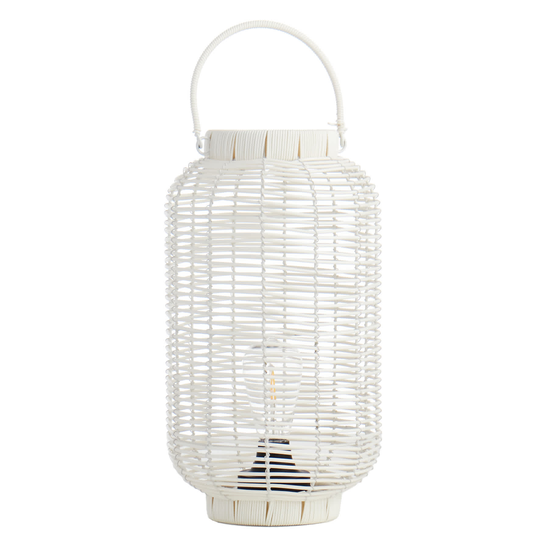 Found & Fable White Faux Wicker Barrel LED Outdoor Lantern, Large