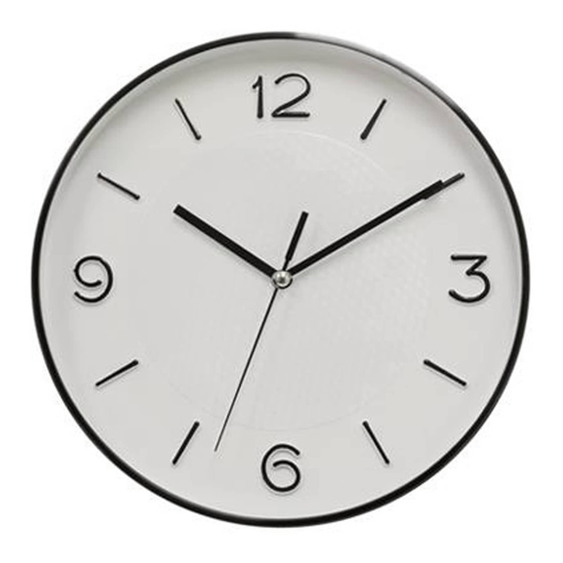 White Accent 3D Dial Round Wall Clock, 10"