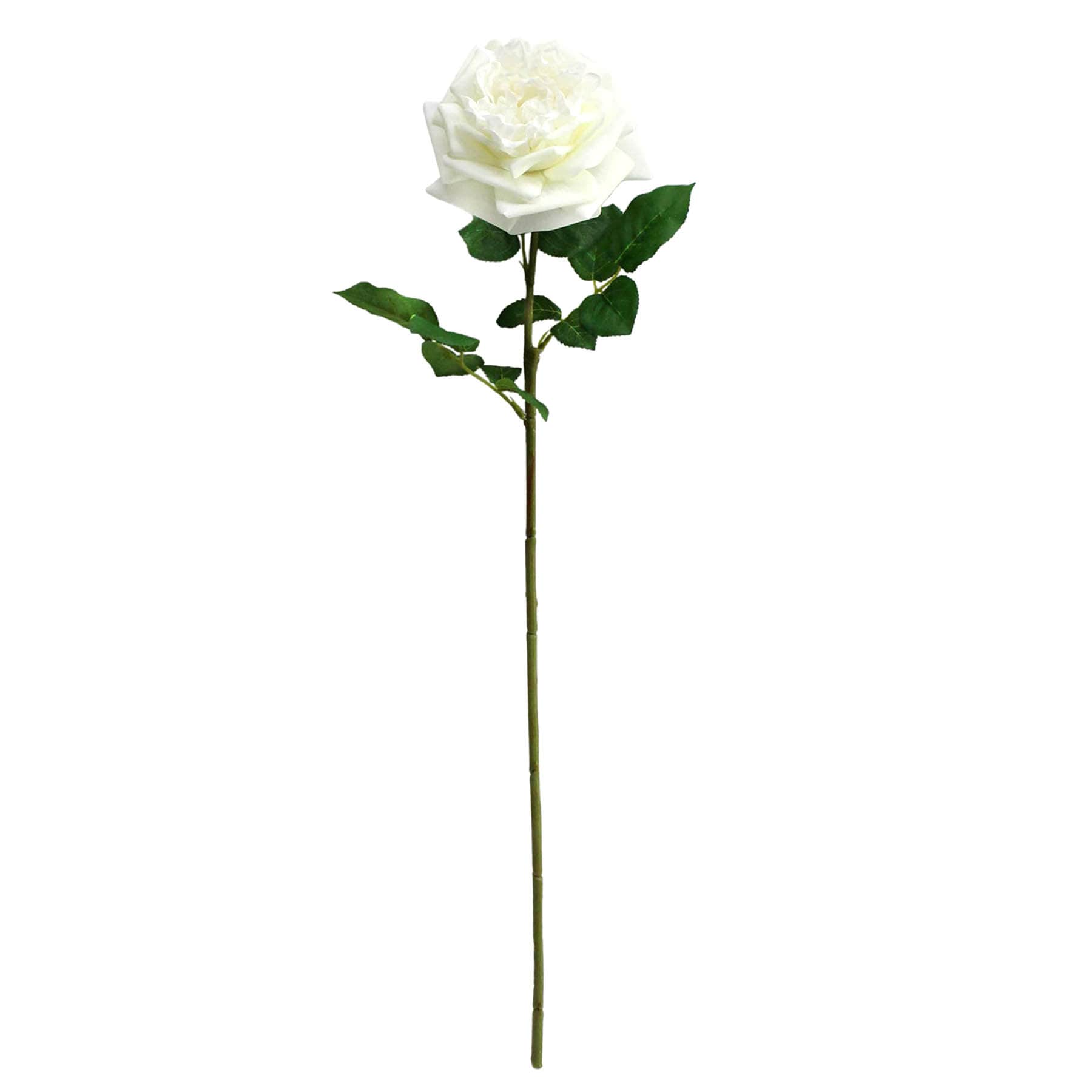 Willow Crossley White Real Feel Rose Floral Stem, 25.6"