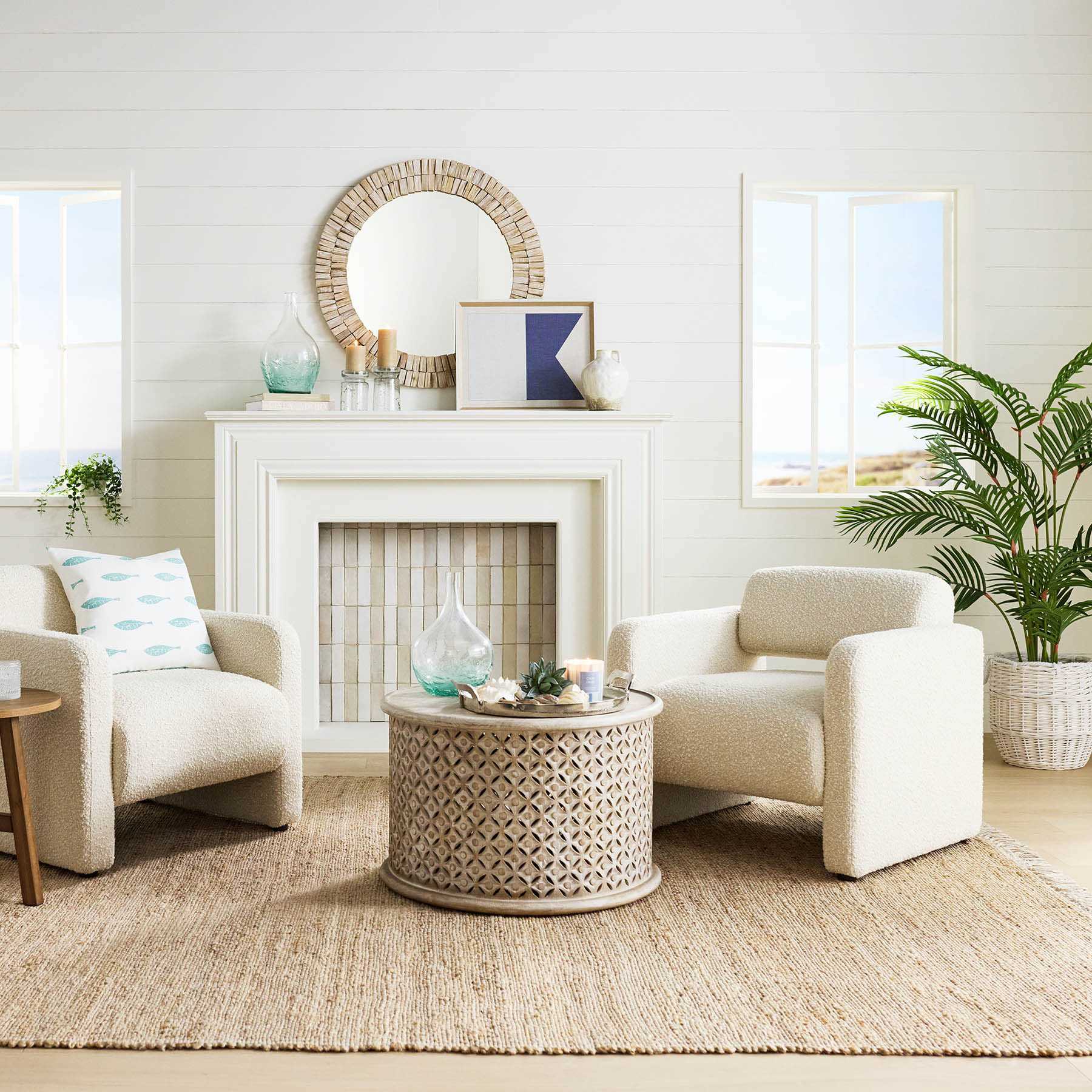 Ty Pennington Natural Driftwood Round Wall Mirror, 35"
