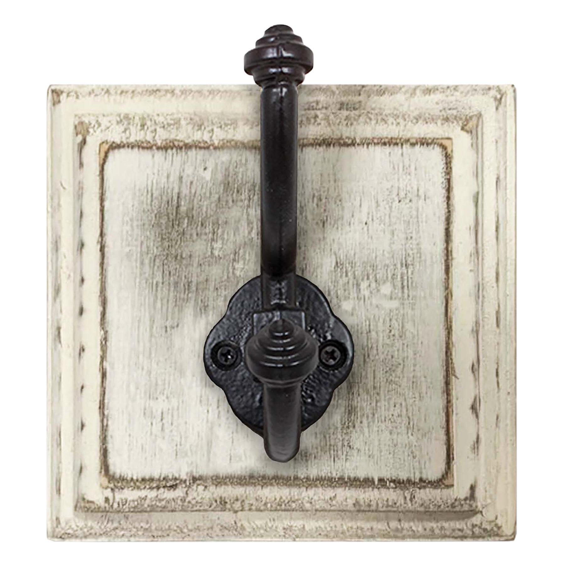 White Wood & Metal Rustic Wall Hook, 5"