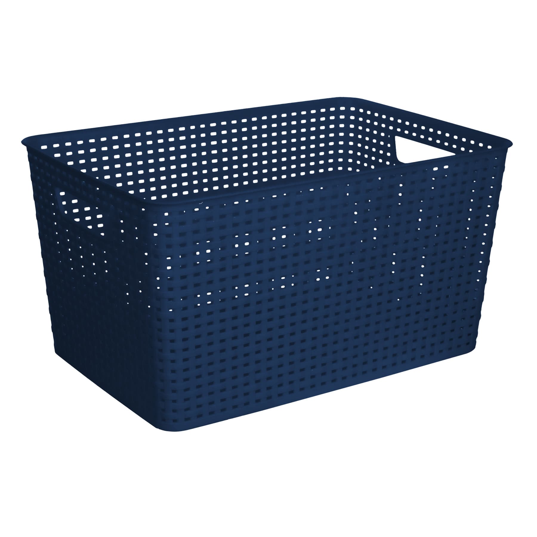 Navy Crossover Weave Storage Basket, Extra Large