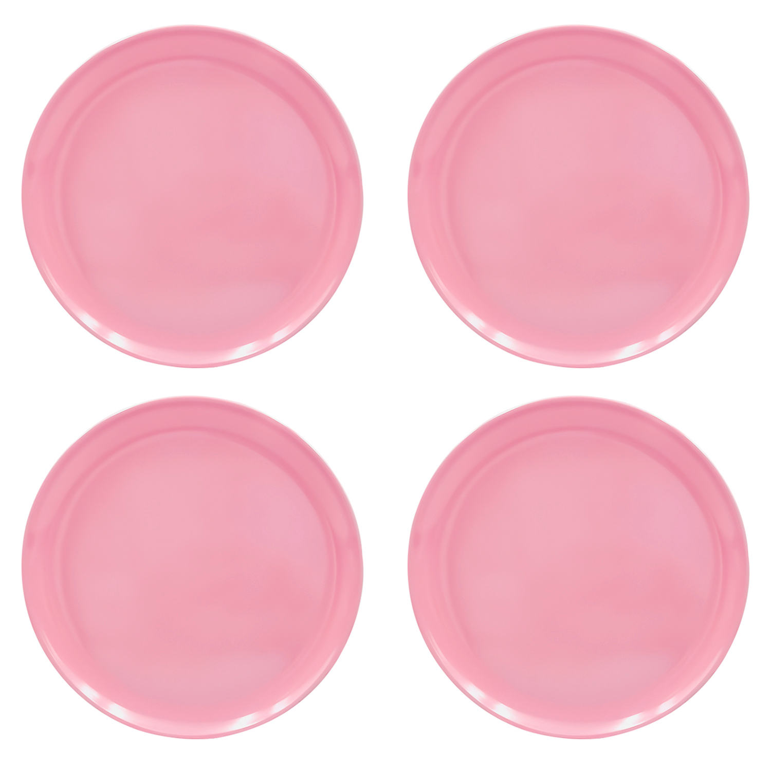 Set of 4 Solid Pink Melamine Dinner Plates, 10"