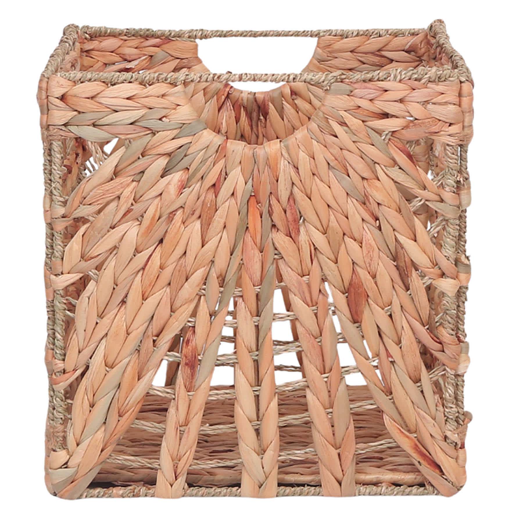 Folding Water Hyacinth & Seagrass Modular Storage Cube, 13"