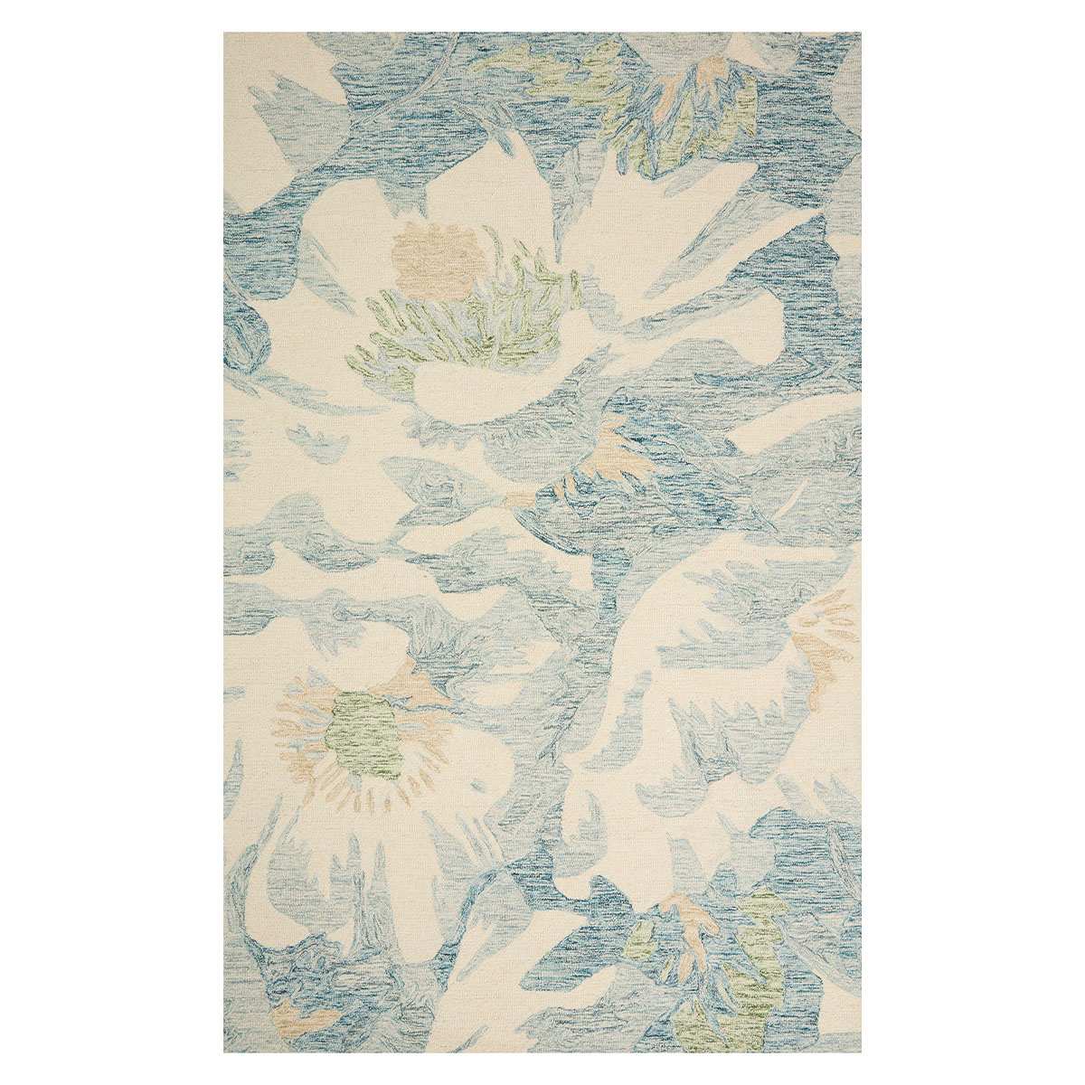 (A520) Dianna Blue Floral Area Rug, 5x7