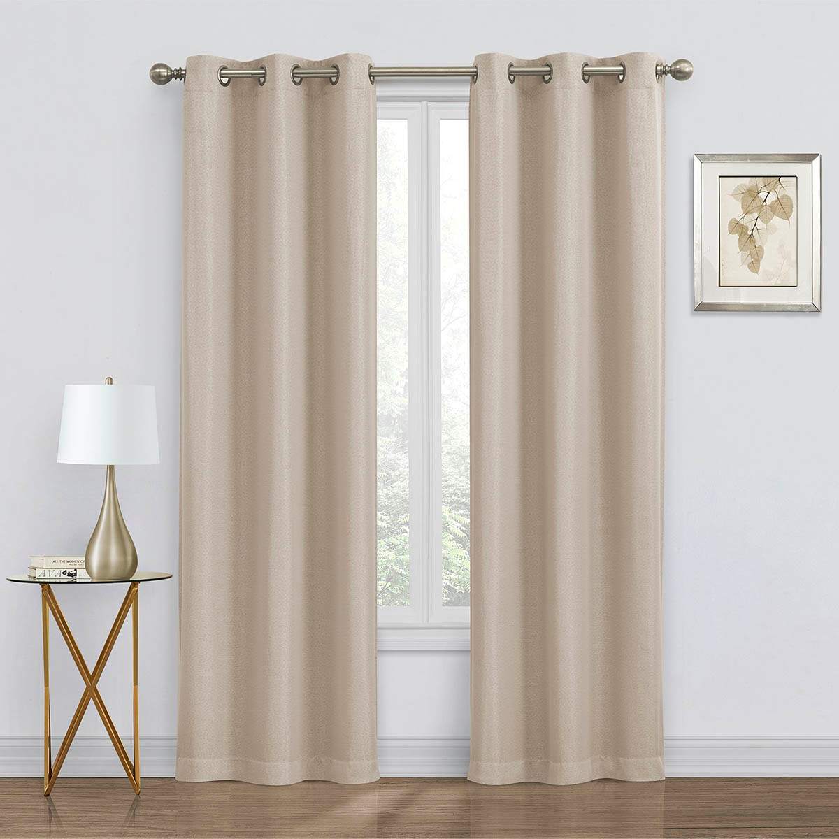 2-Pack Denver Beige Blackout Grommet Curtain Panels, 63"