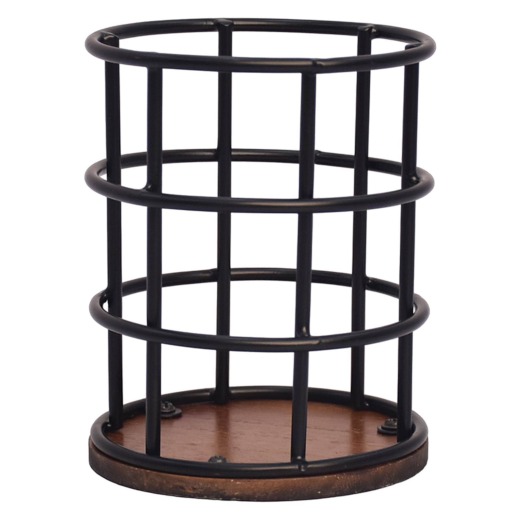 Crosby St. Matte Black Wire Wooden Pencil Cup