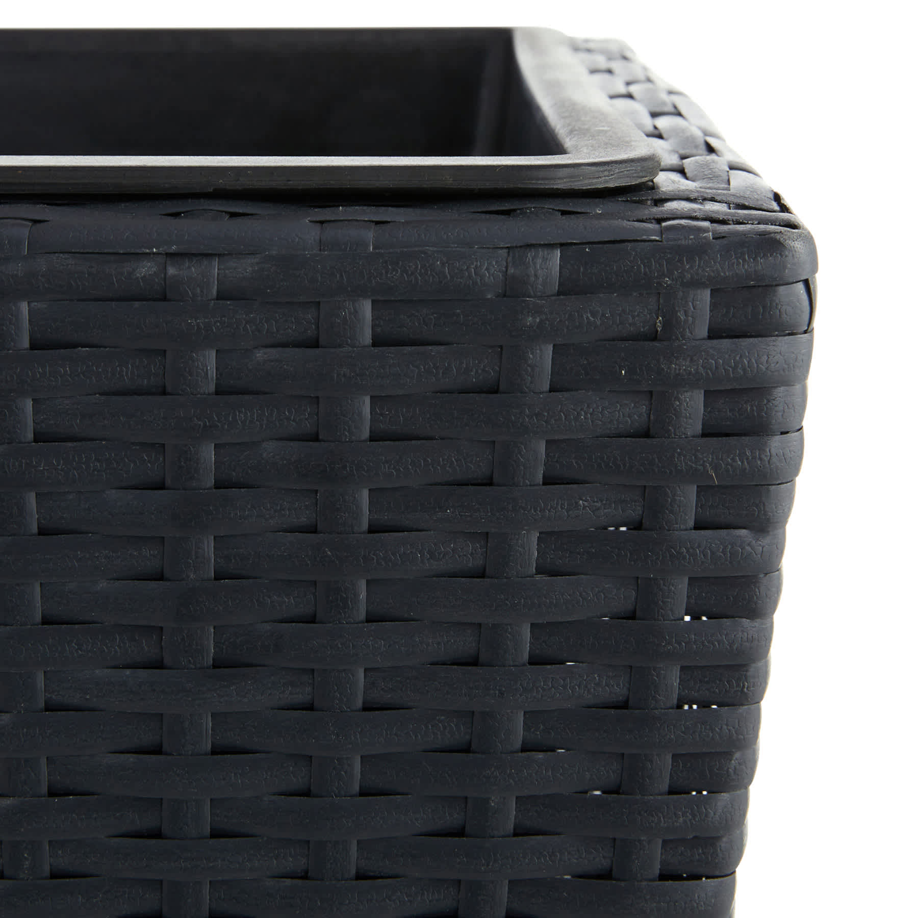 Black Woven Wicker Outdoor Planter with Plastic Insert, 27"