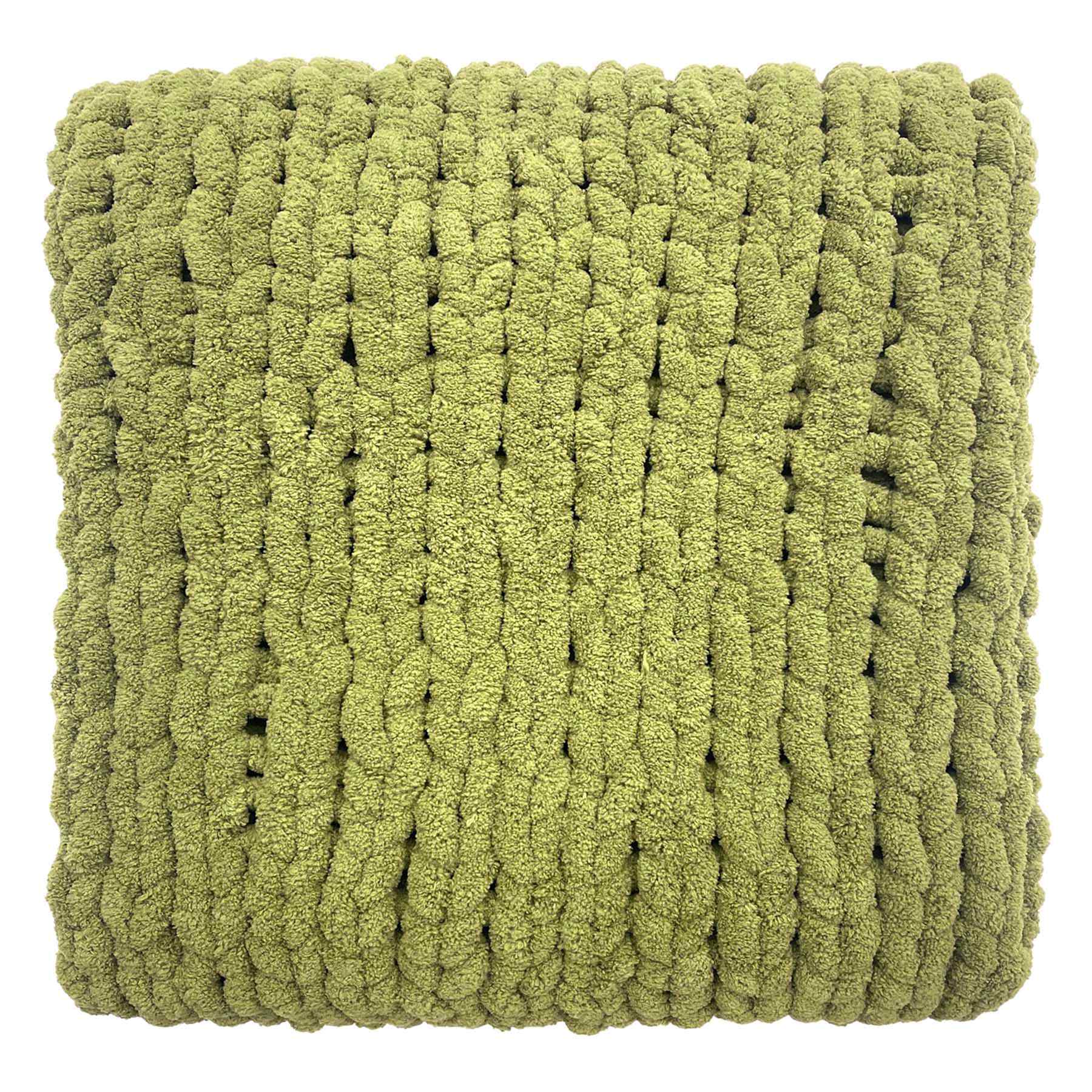 Honeybloom Green Chunky Knit Throw Blanket, 50x60