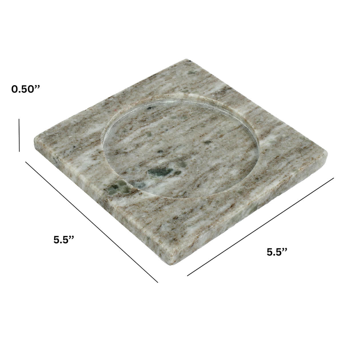Square Tan Marble Candle Plate, 5.5"