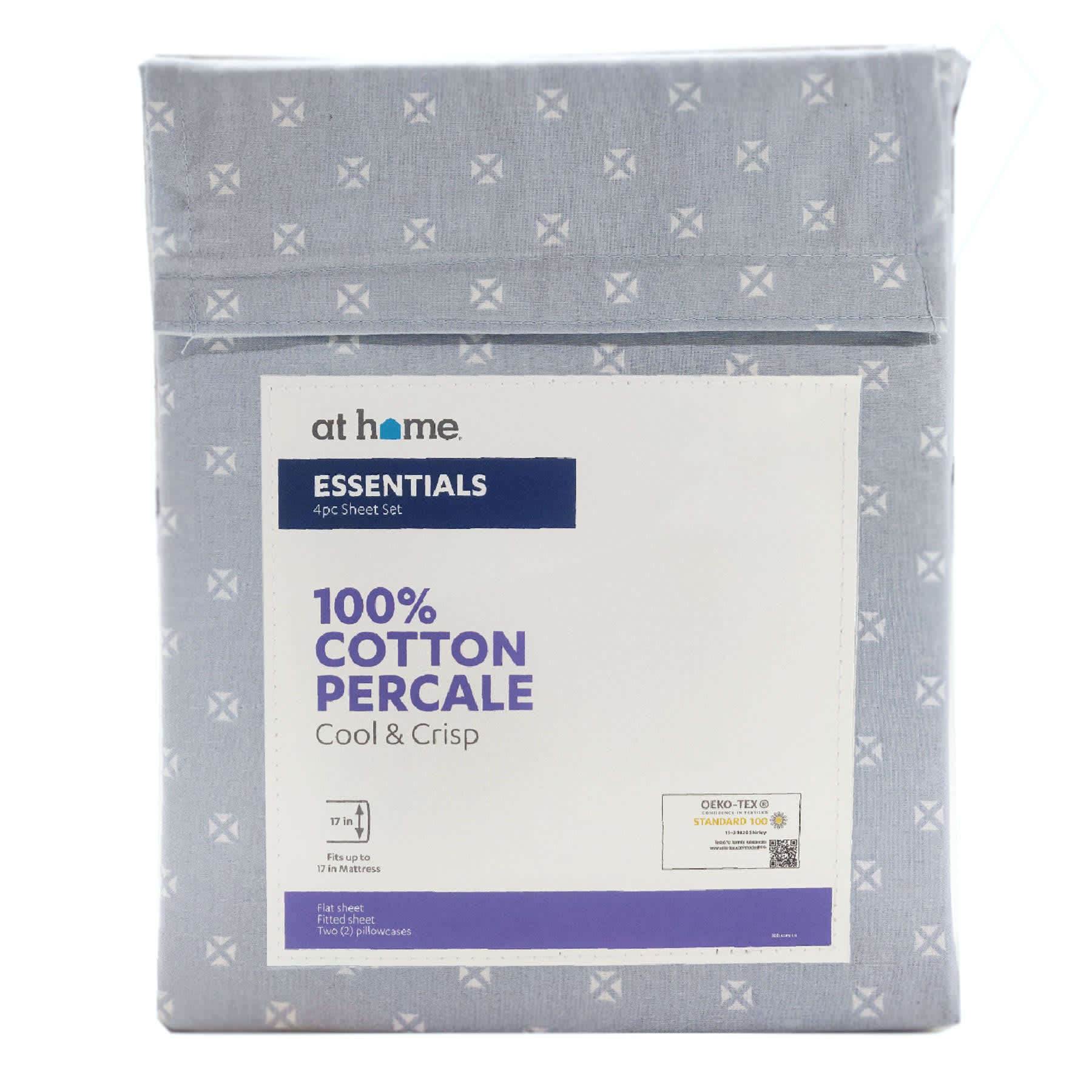 4-Piece Dobby Blue 200 Thread Count Essentials Sheet Set, Queen