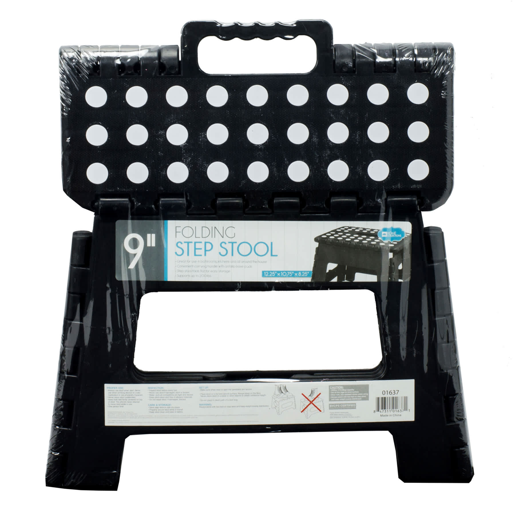Black Foldable Step Stool, 9"