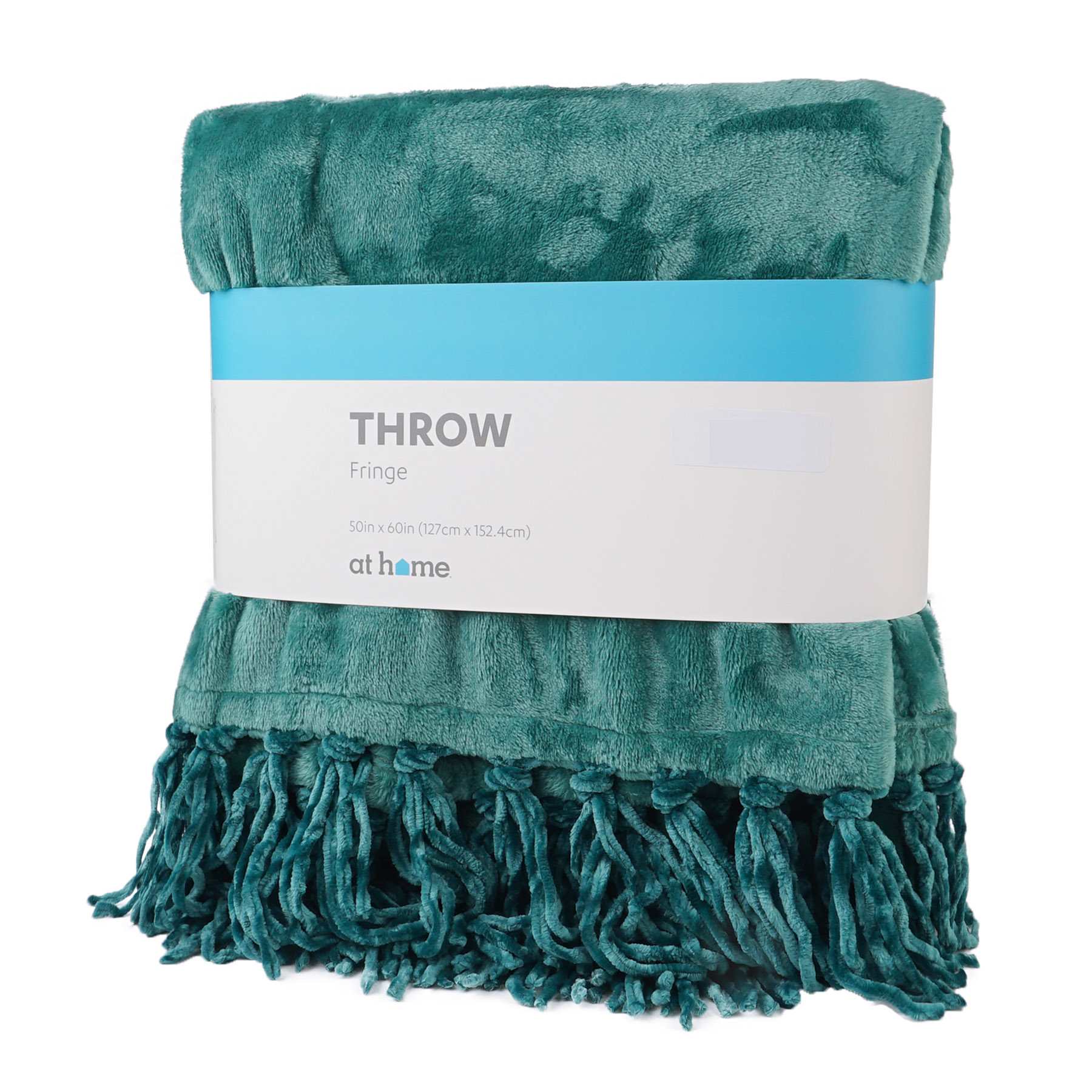 Dark Green Fringe Throw Blanket, 50x60