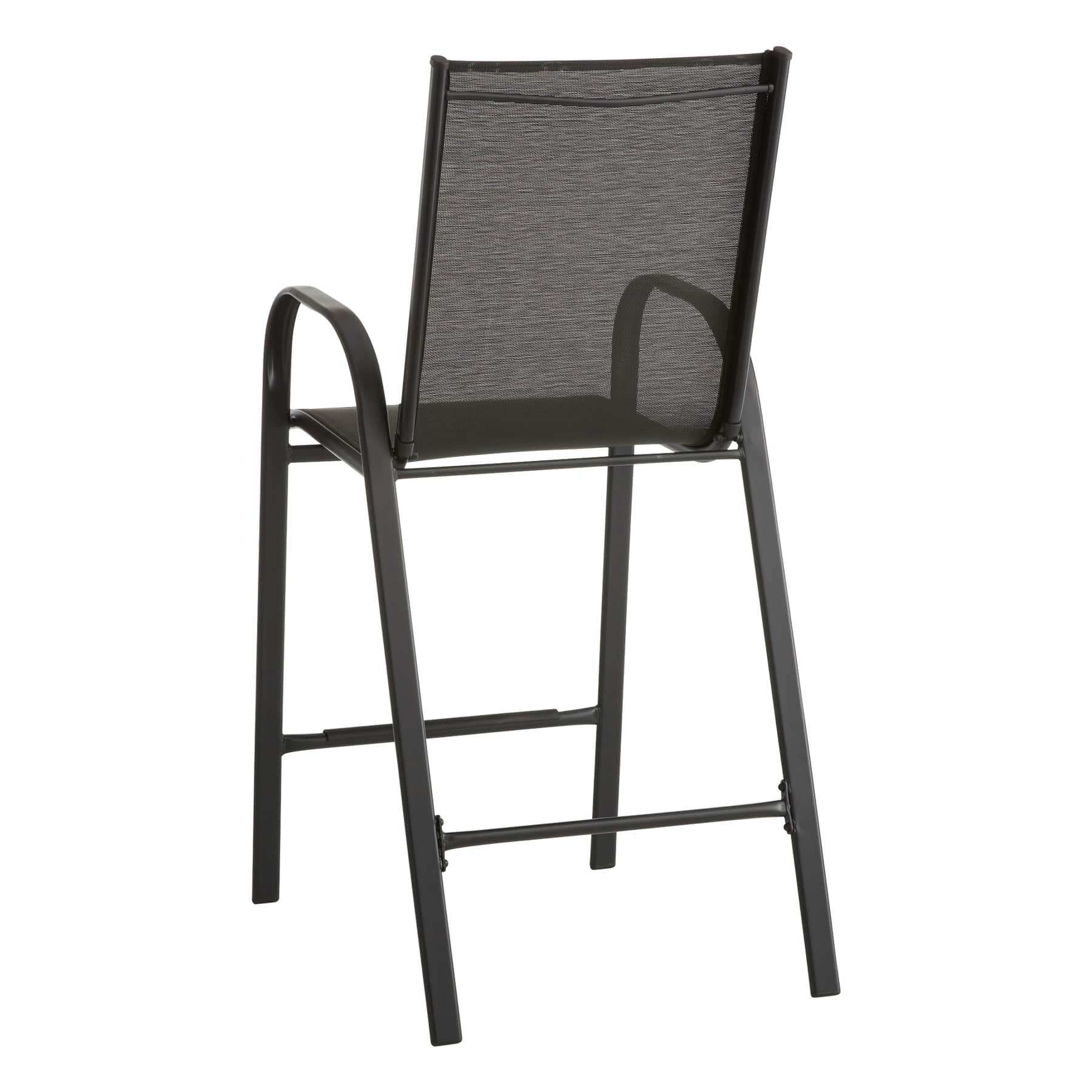 Stackable Sling Patio Barstool, Black