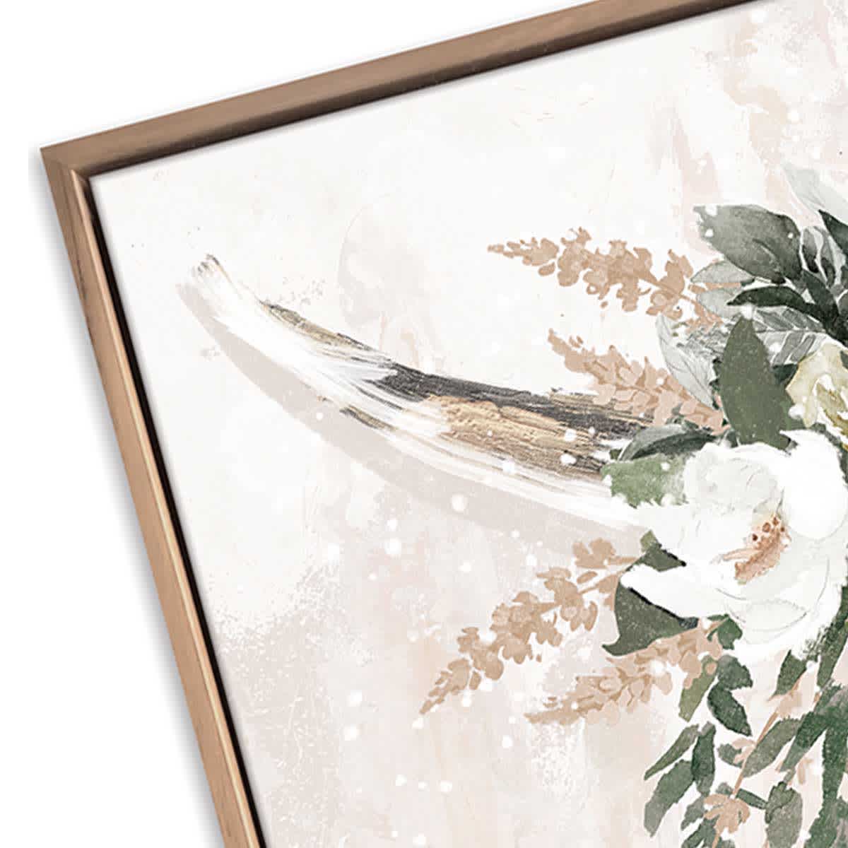 Floral Cow Skull Framed Canvas Wall Art, 20x16