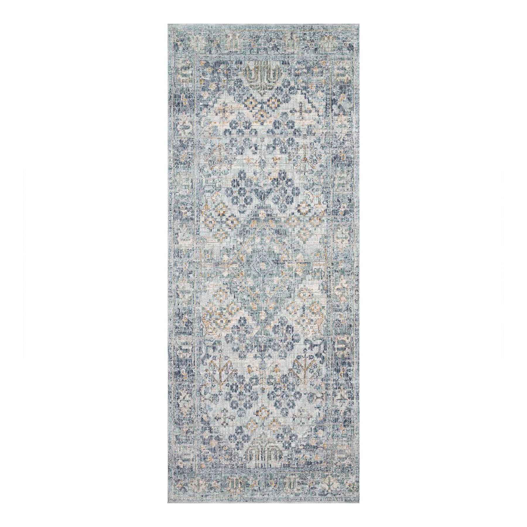 (A436) Honeybloom Penelope Grey Diamond Distressed Look Runner, 2x6