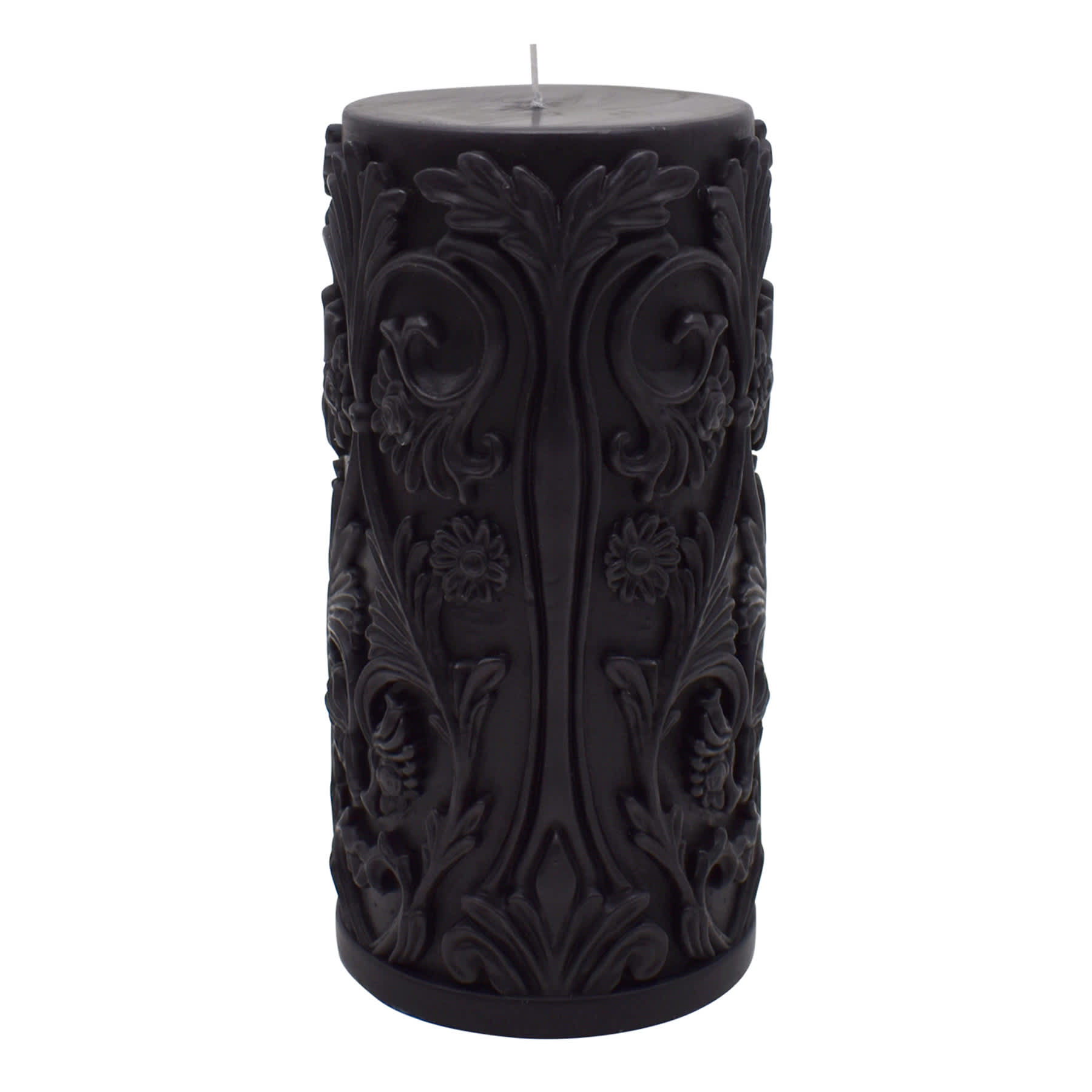 Midnight Shadows Black Ornate Halloween Pillar Candle, 3x6