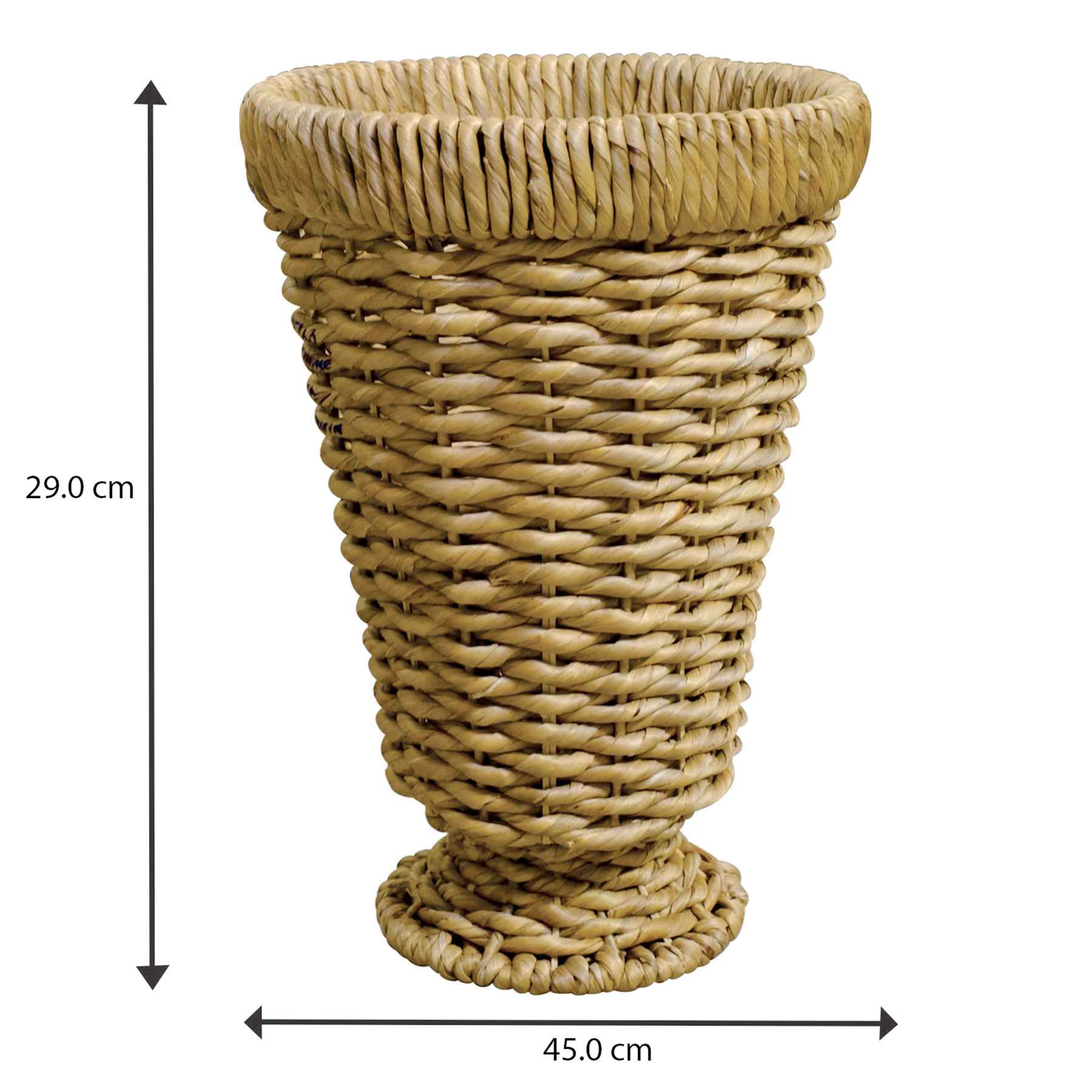 Natural Water Hyacinth Pedestal Vase, 17"
