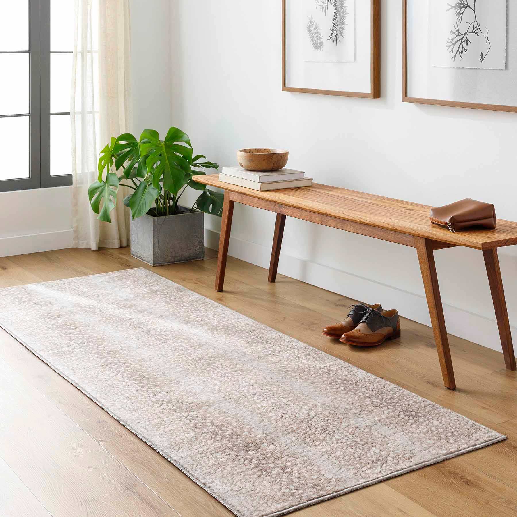 (D614) Crosby St. Roma Neutral Fawn Print Runner, 2x7