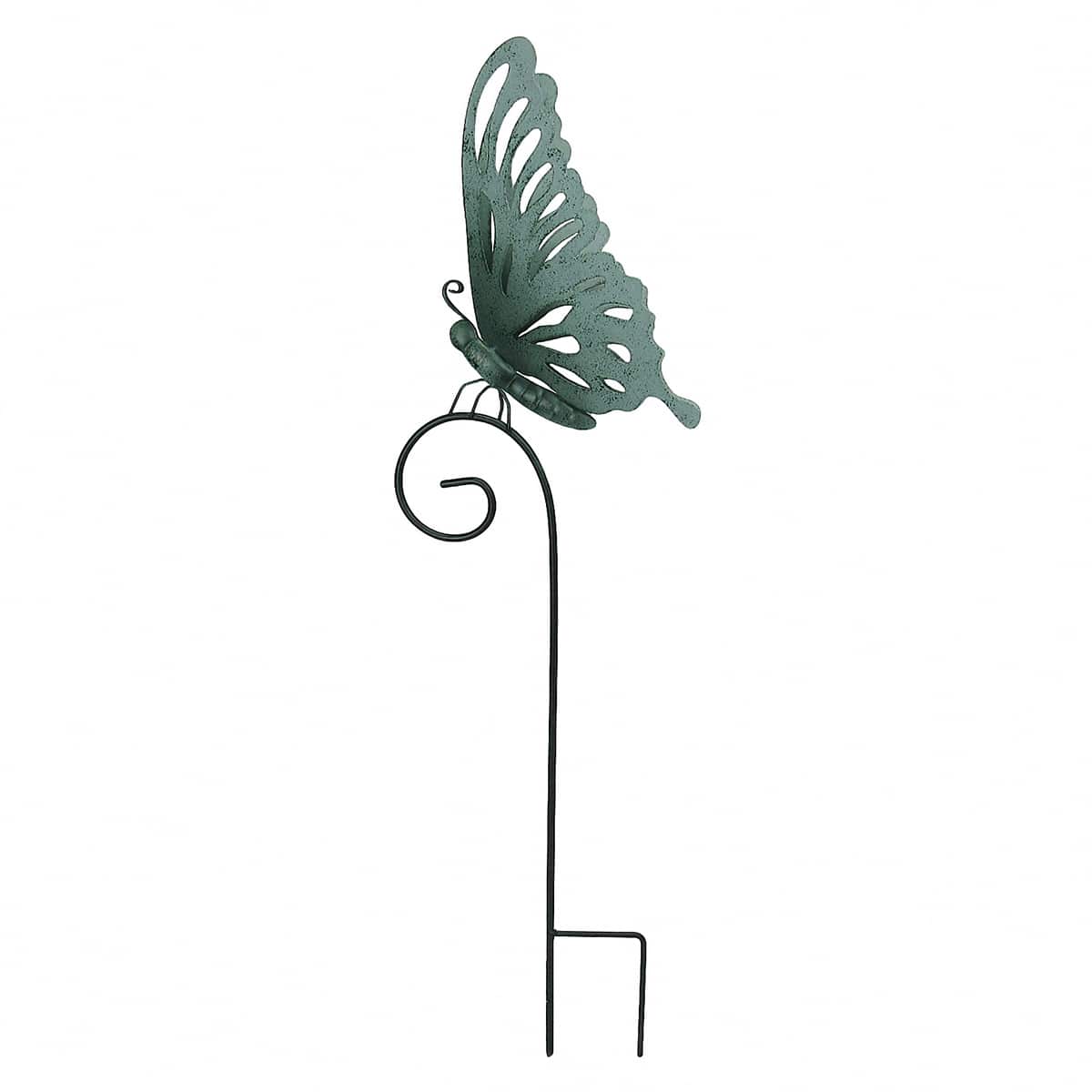 Honeybloom Green Metal Butterfly Plant Yard Pick, 20"